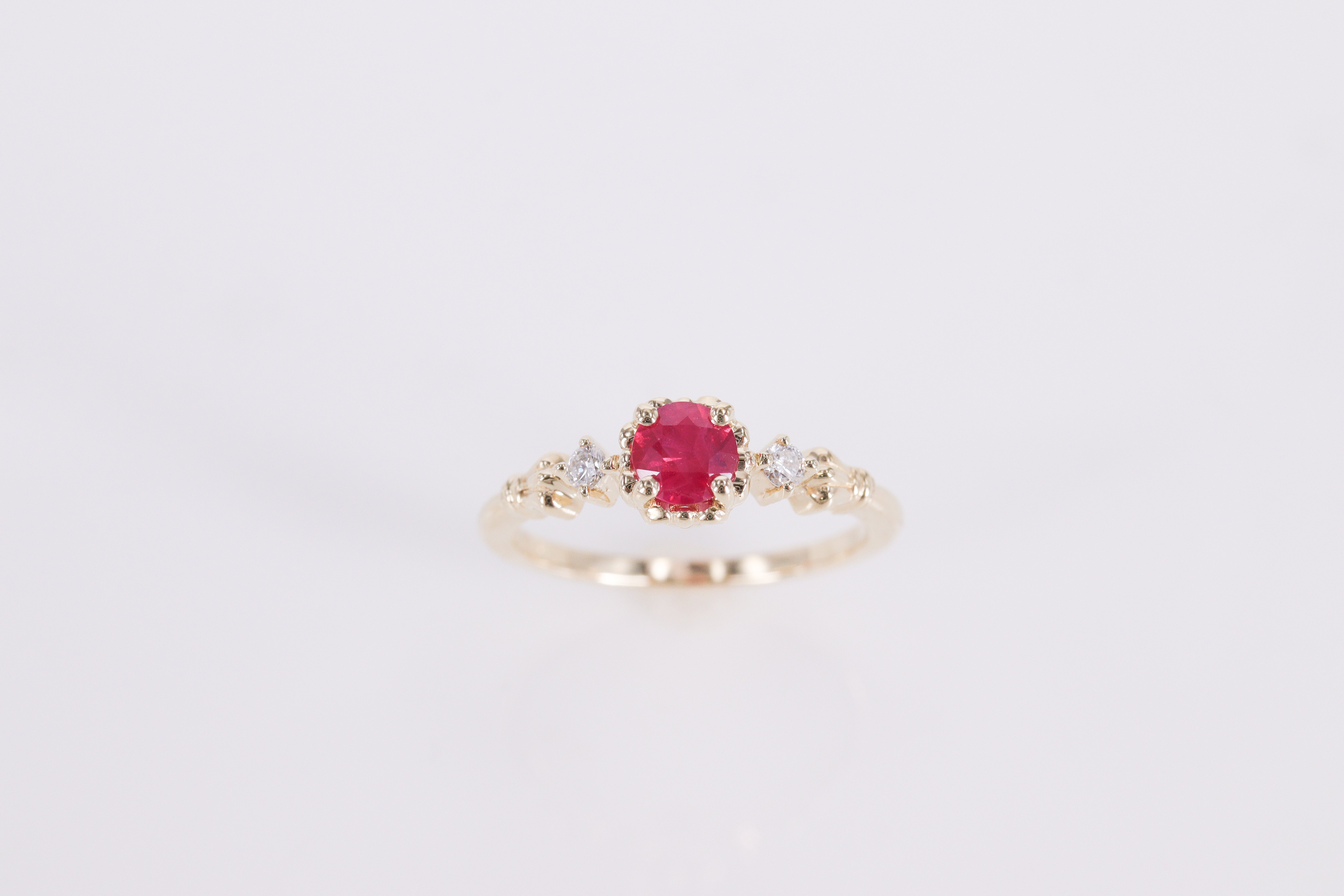 ルビー K10YG アンティーク調リング