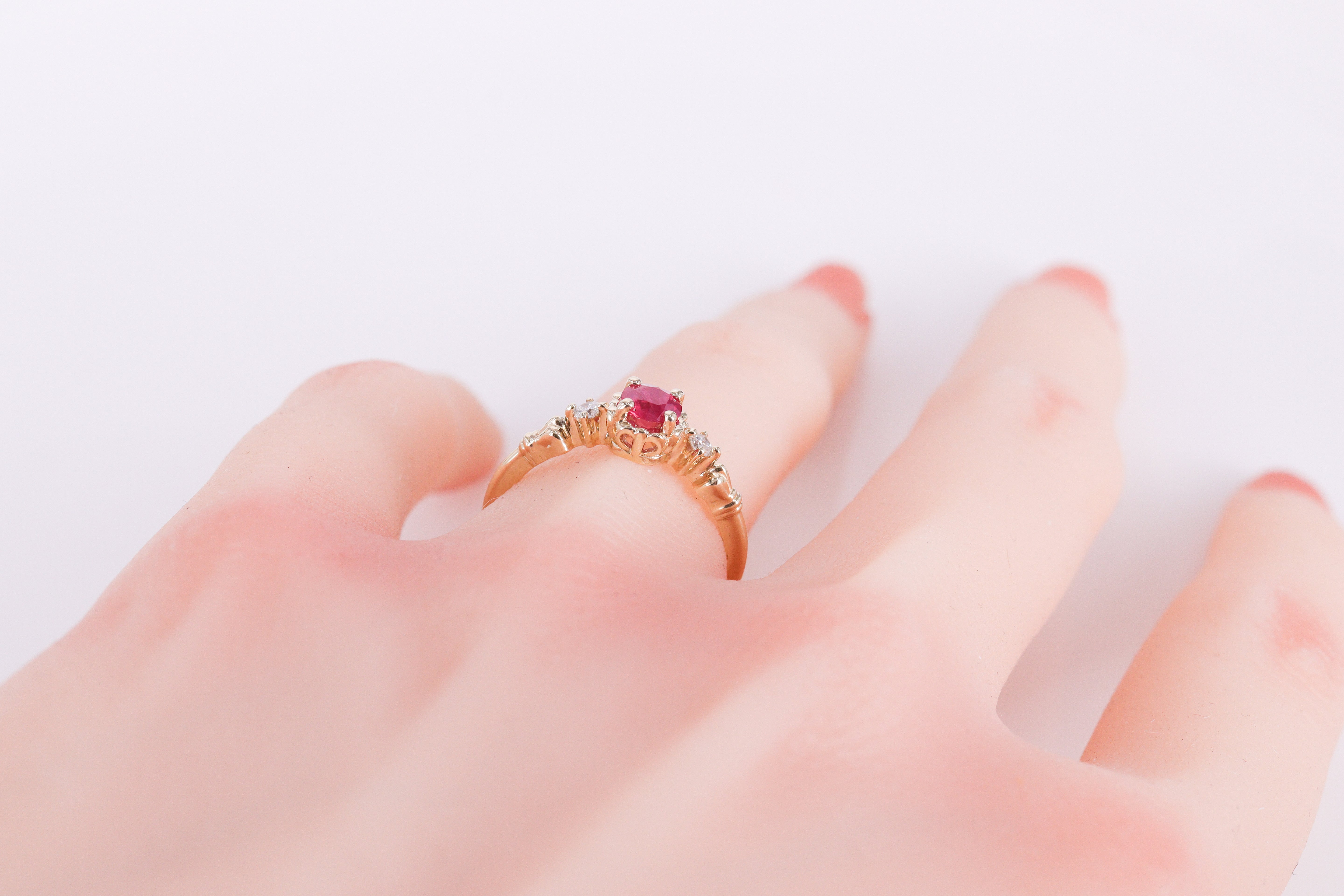 ルビー K10YG アンティーク調リング