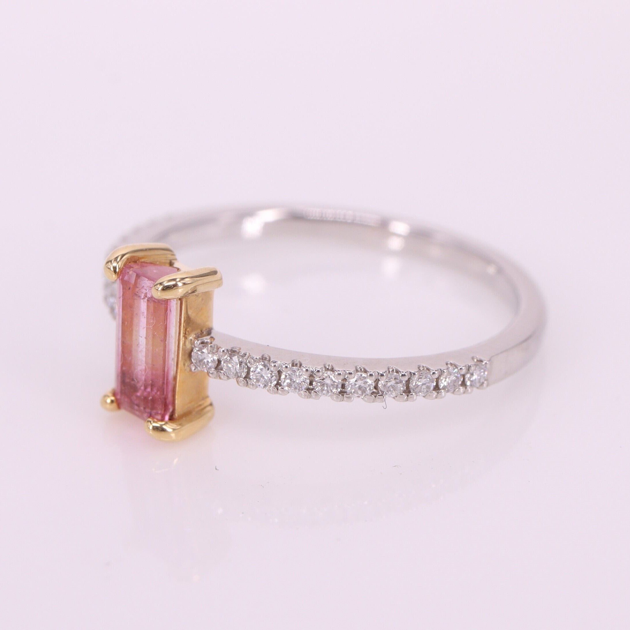 【SALE】バイカラートルマリン<BR>K18YG/Ptリング