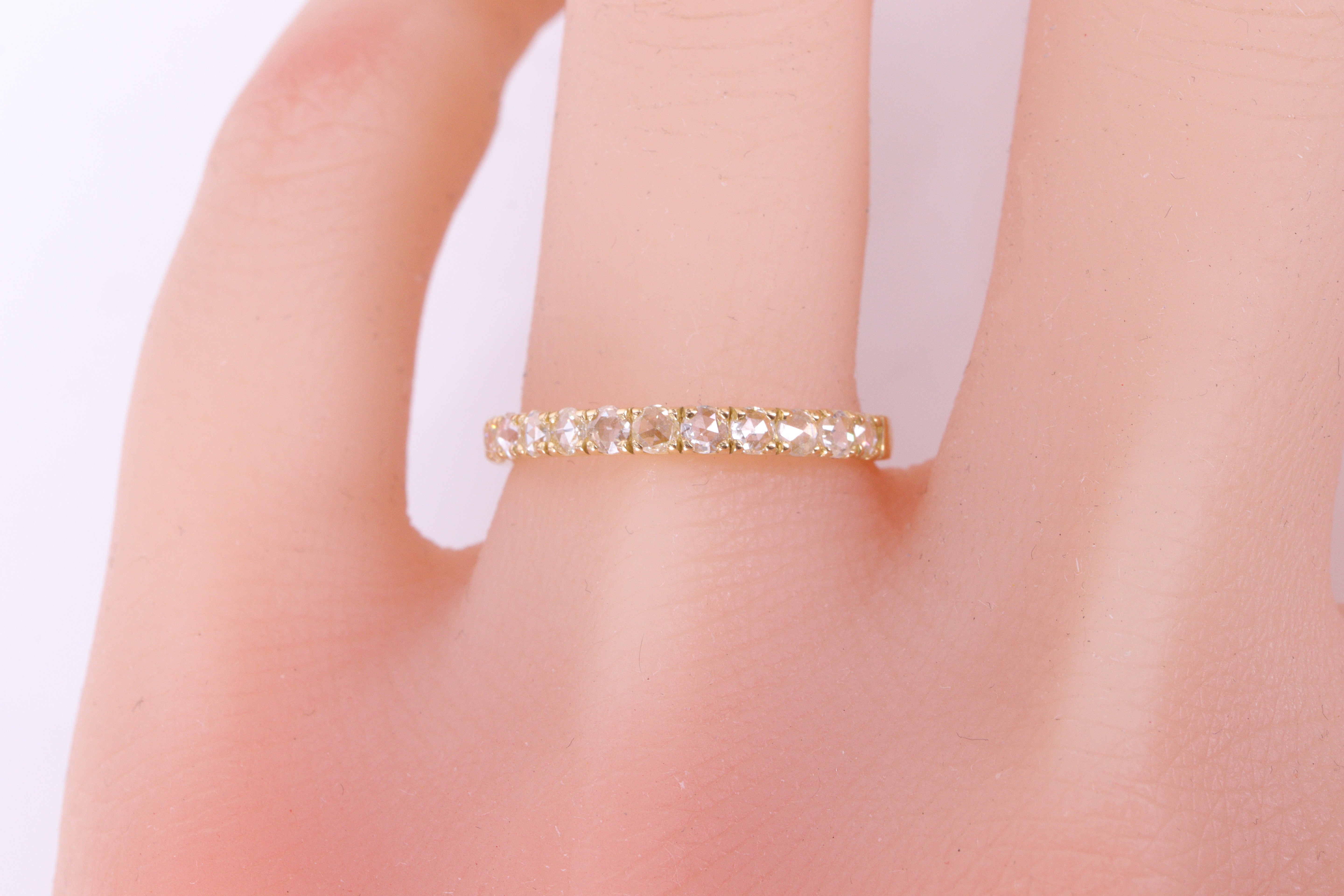 ローズカットダイヤモンド K18YG エタニティーリング 0.36ct