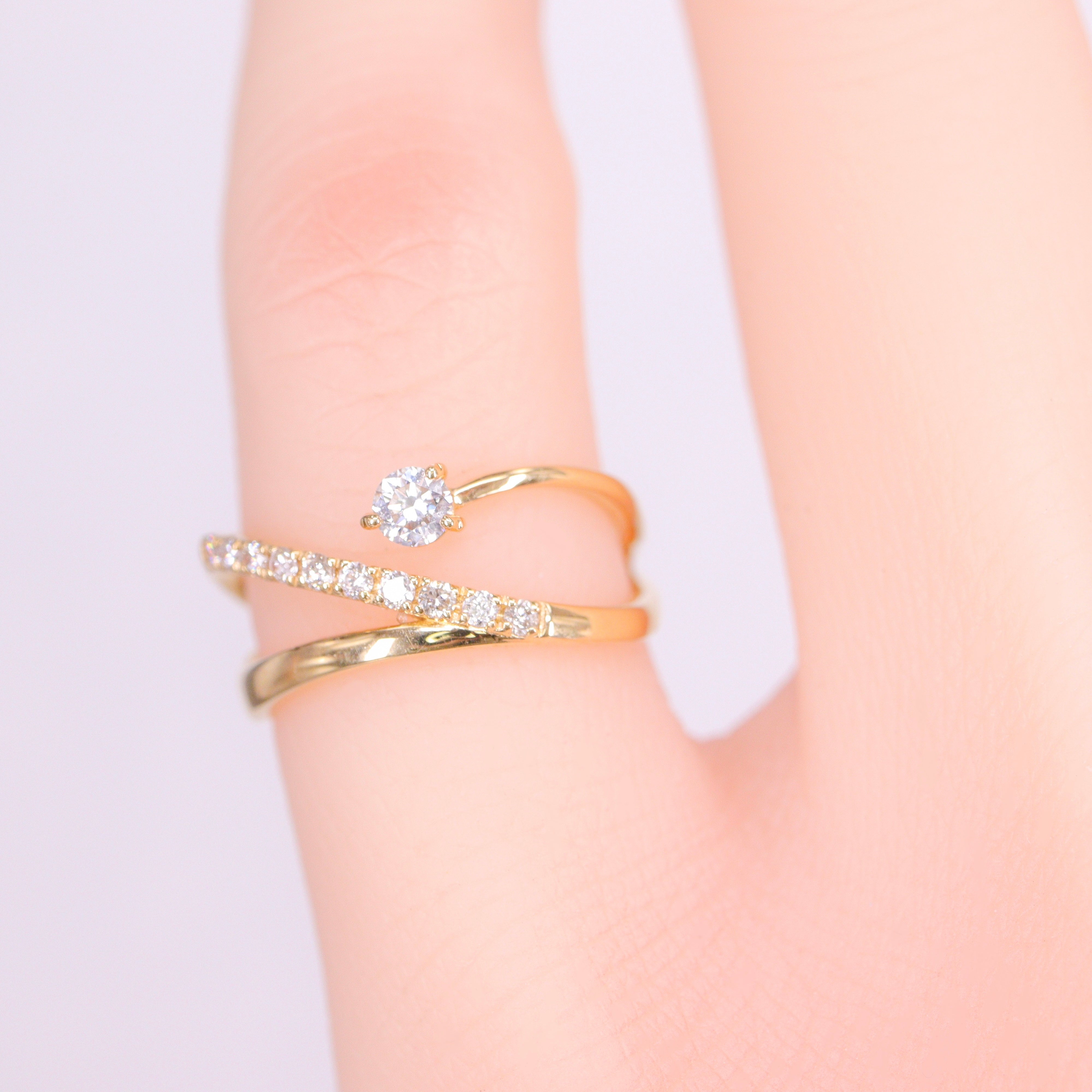 ダイヤモンド K18YG ピンキーリング