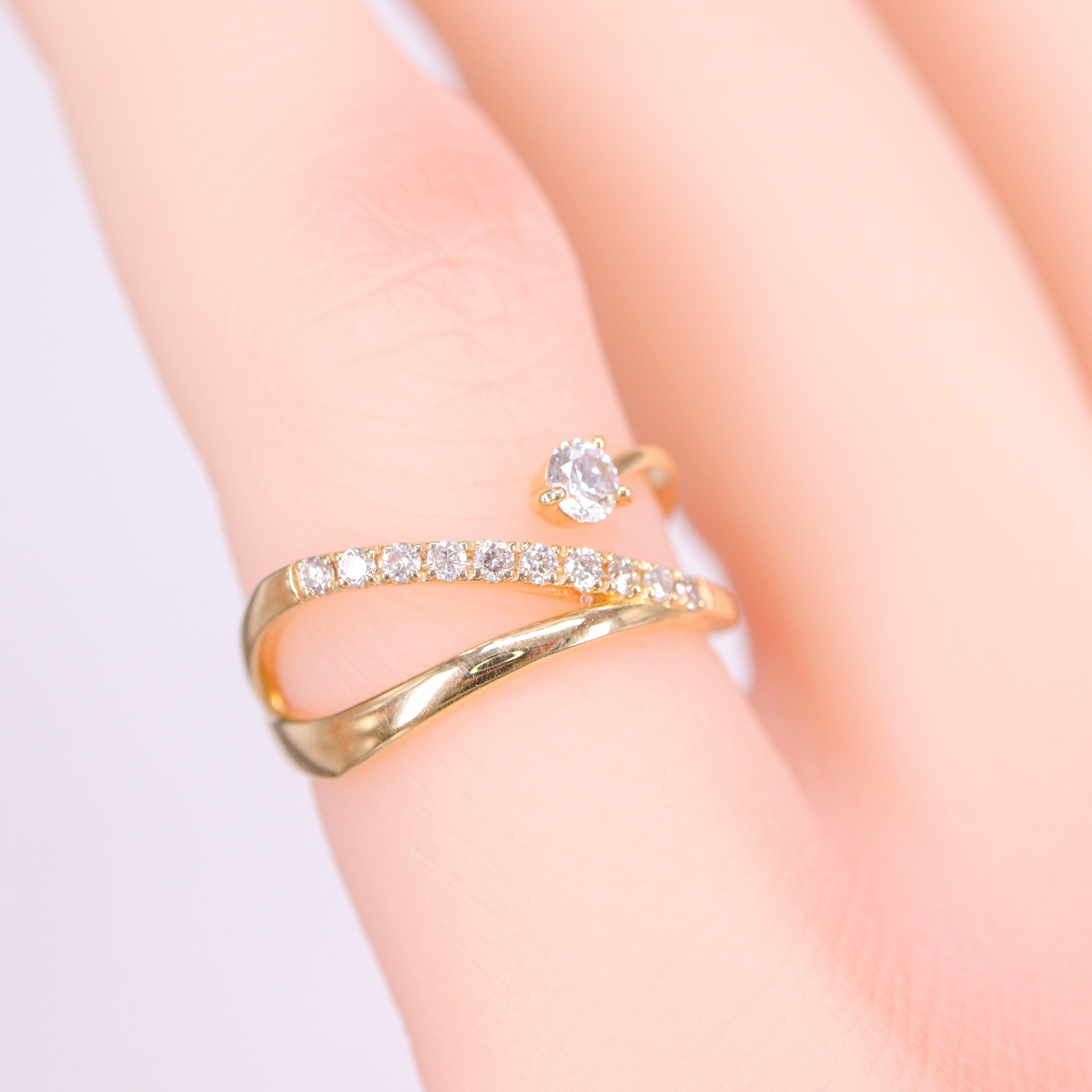 ダイヤモンド K18YG ピンキーリング