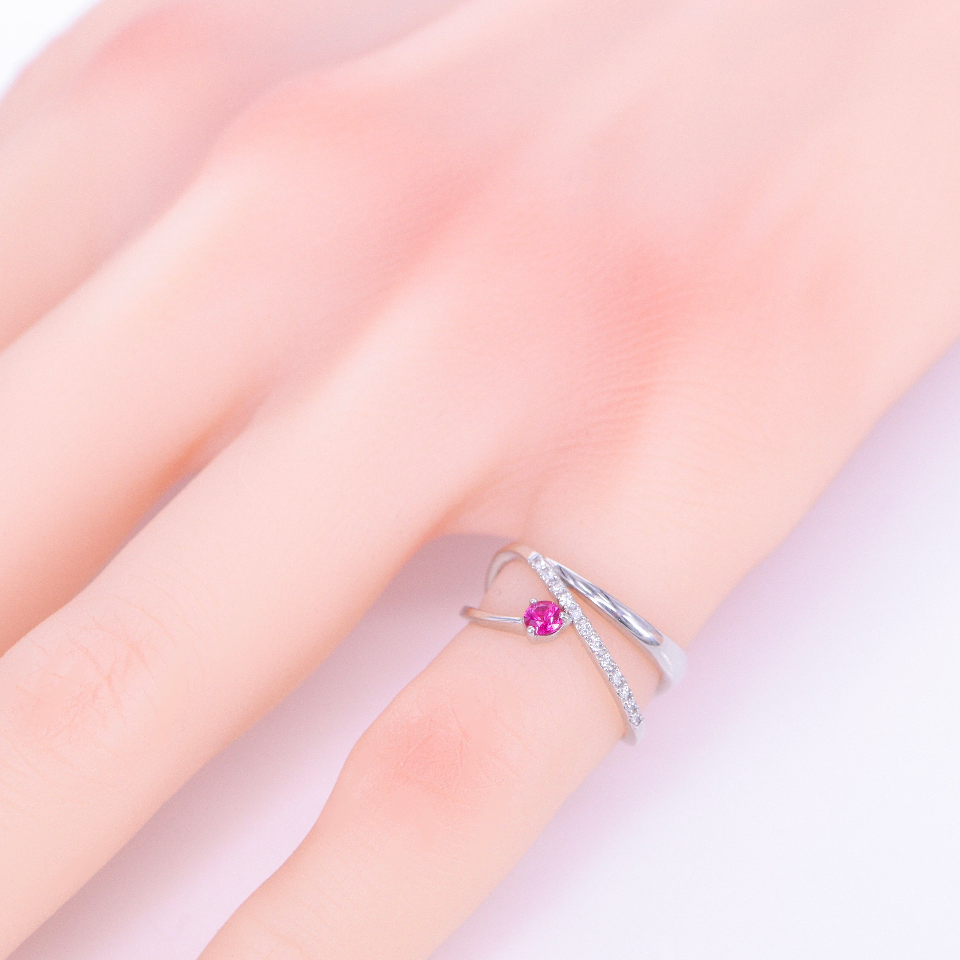 ルビー&ダイヤモンドPt ピンキーリング