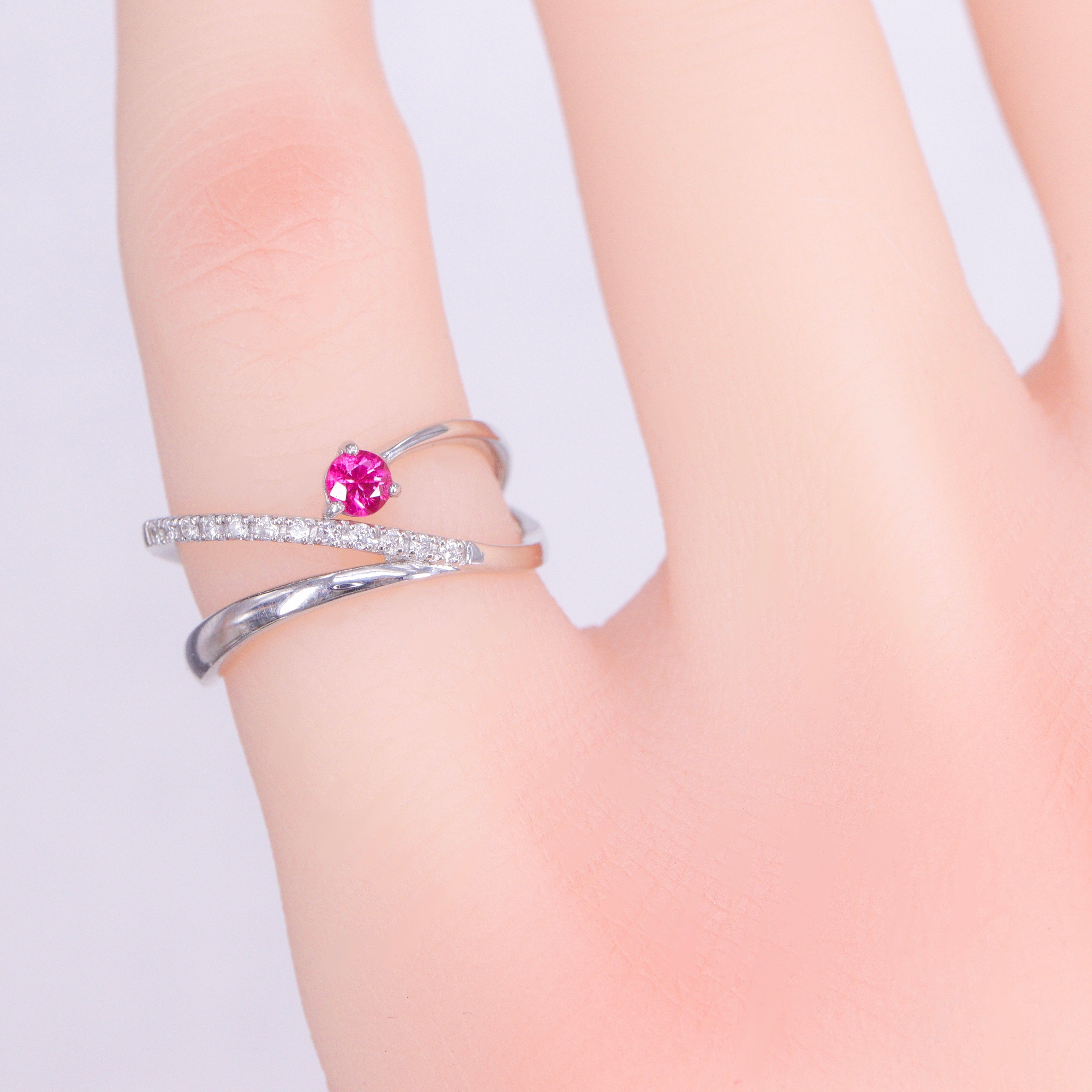 ルビー&ダイヤモンドPt ピンキーリング