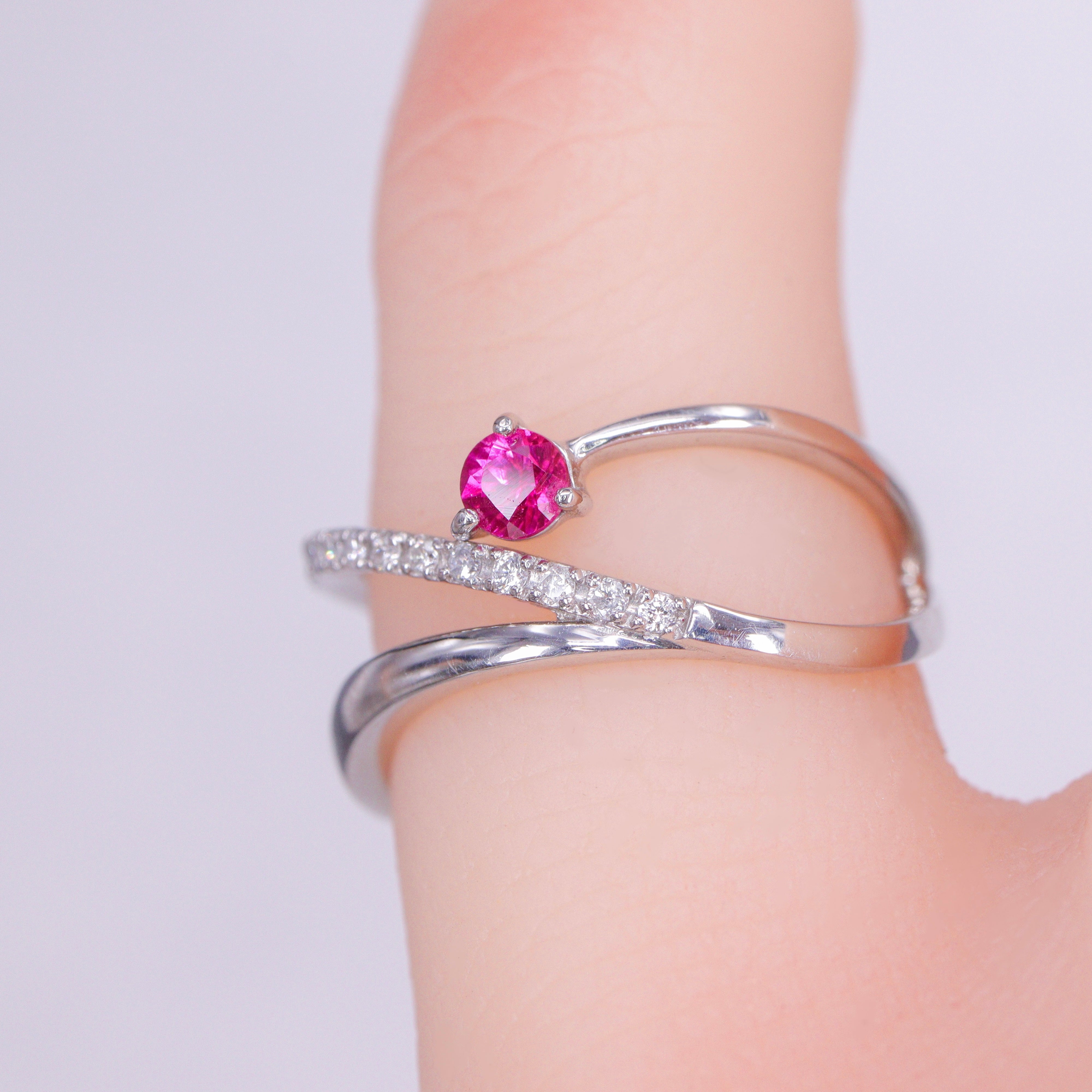 ルビー&ダイヤモンドPt ピンキーリング