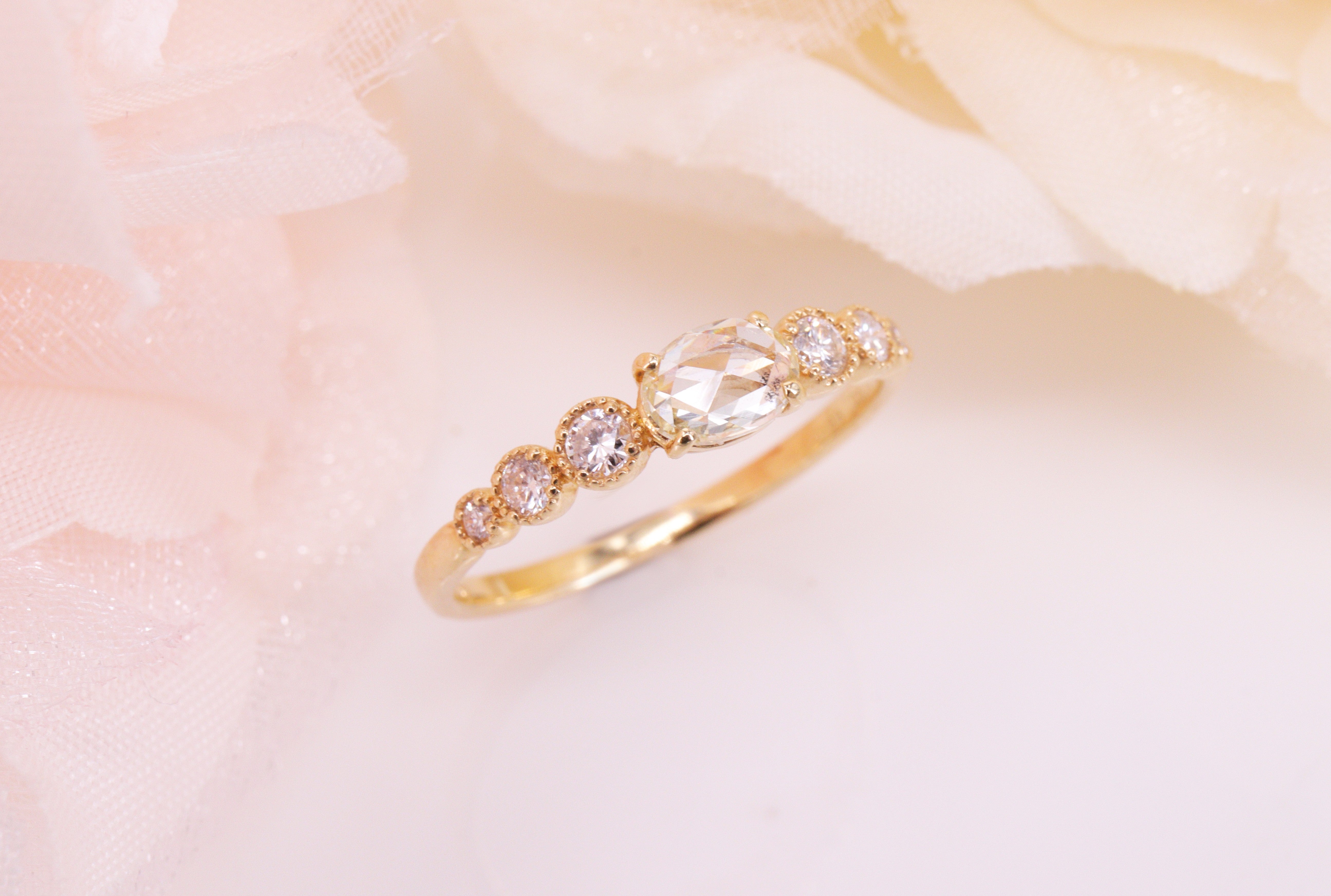 ローズカットダイヤモンド K18YG リング