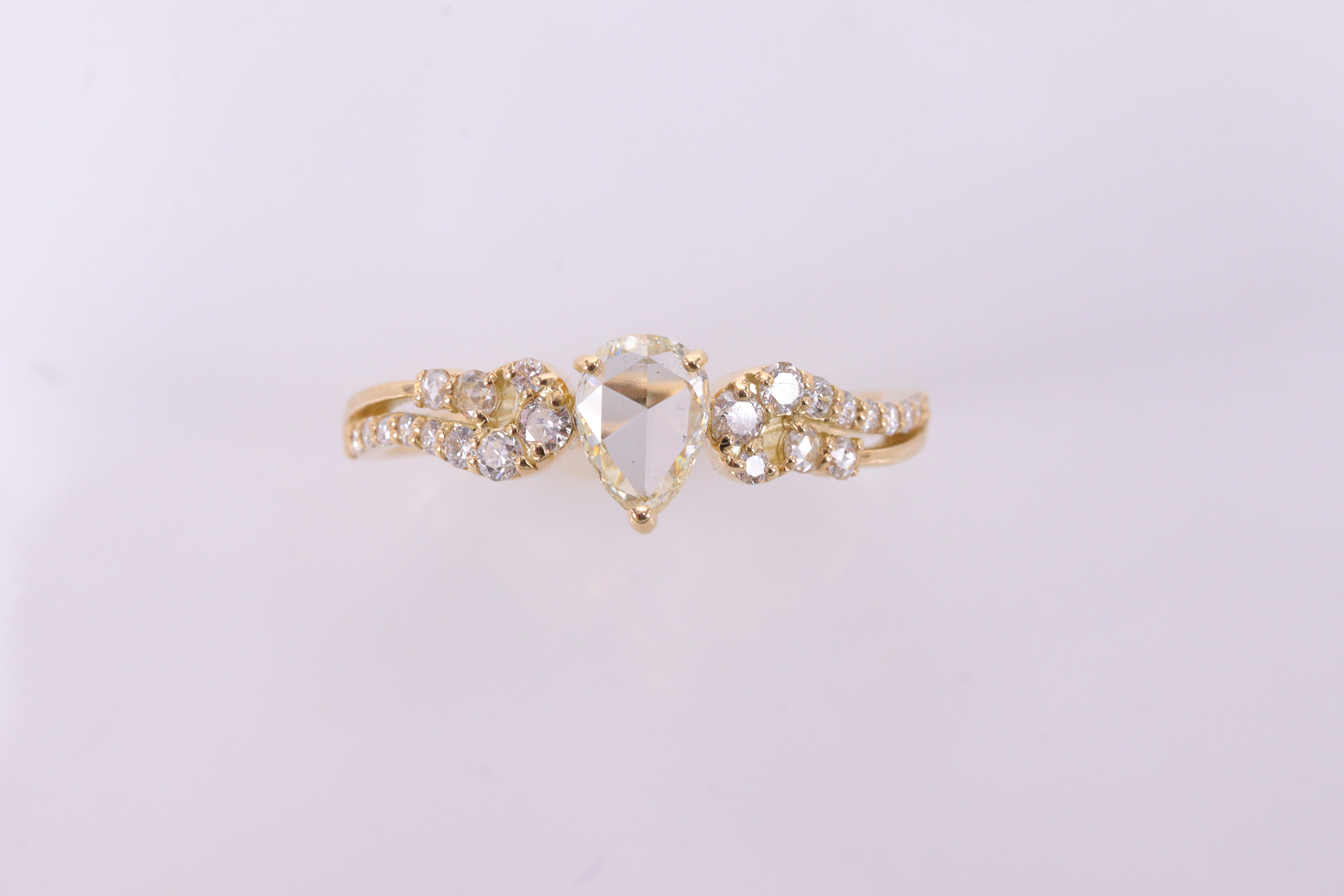 ローズカットダイヤモンド K18YGリング 3907