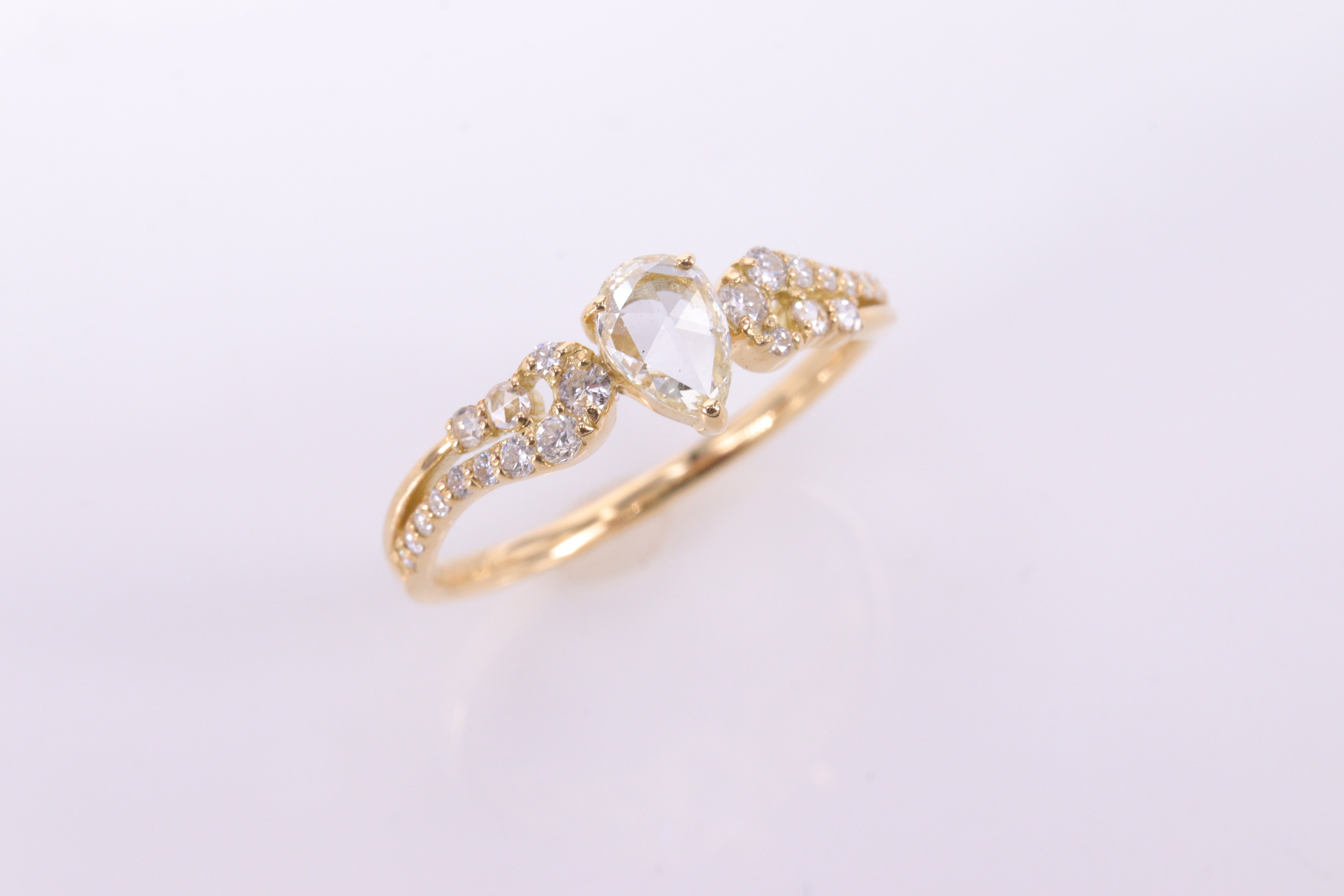 ローズカットダイヤモンド K18YGリング 3907