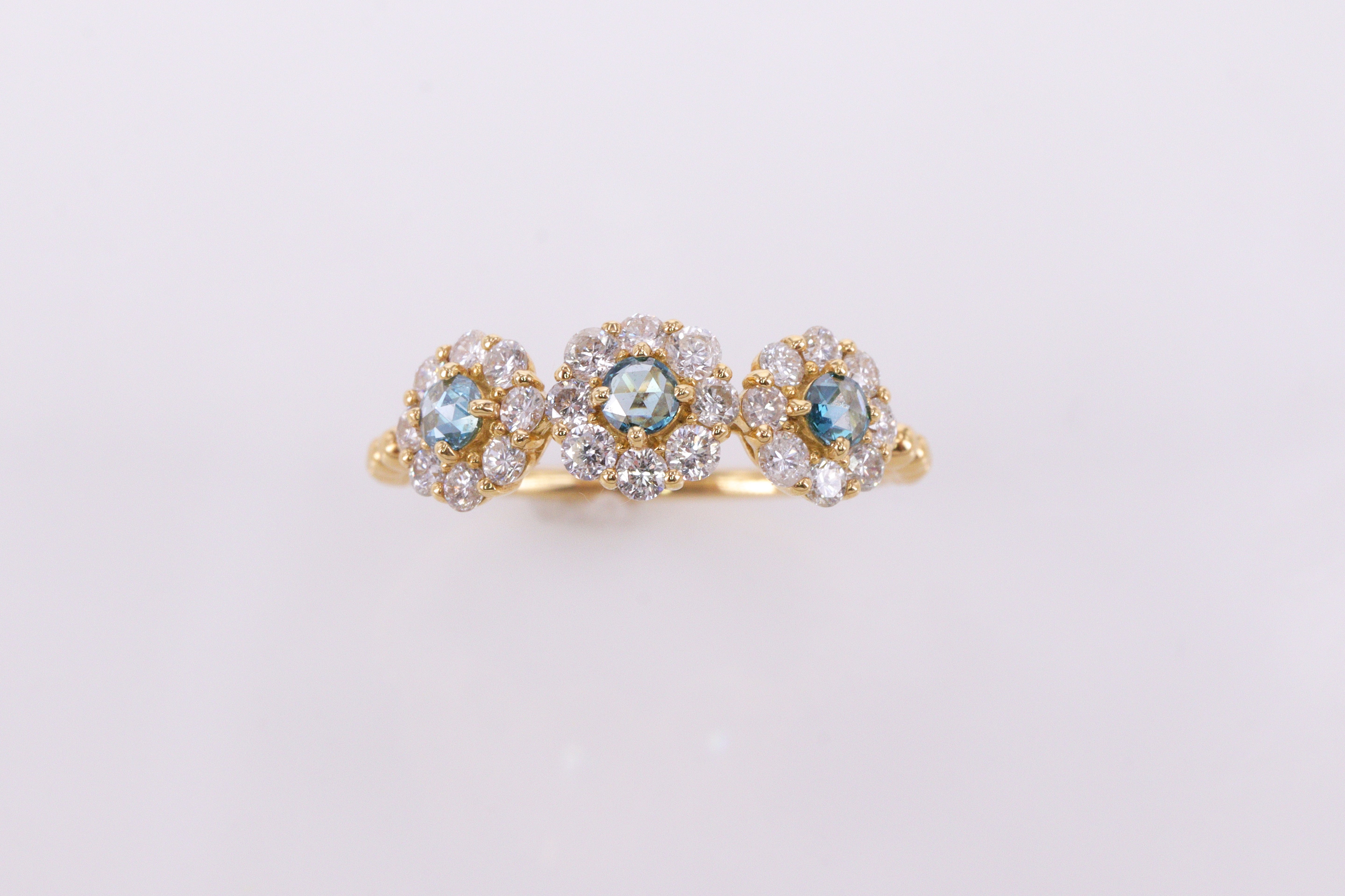 ローズカット ブルーダイヤモンド K18YGリング N98759