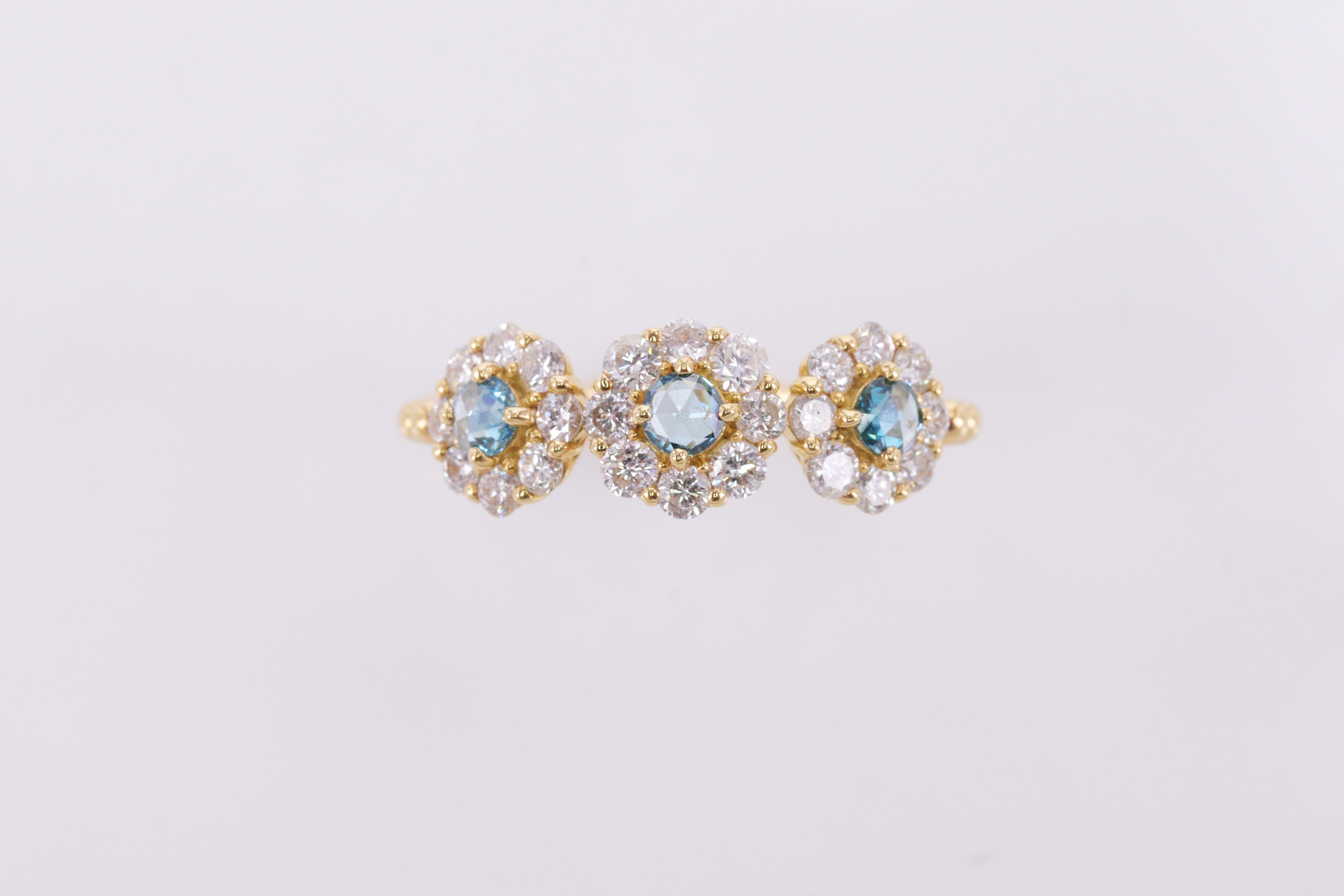 ローズカット ブルーダイヤモンド K18YGリング N98759