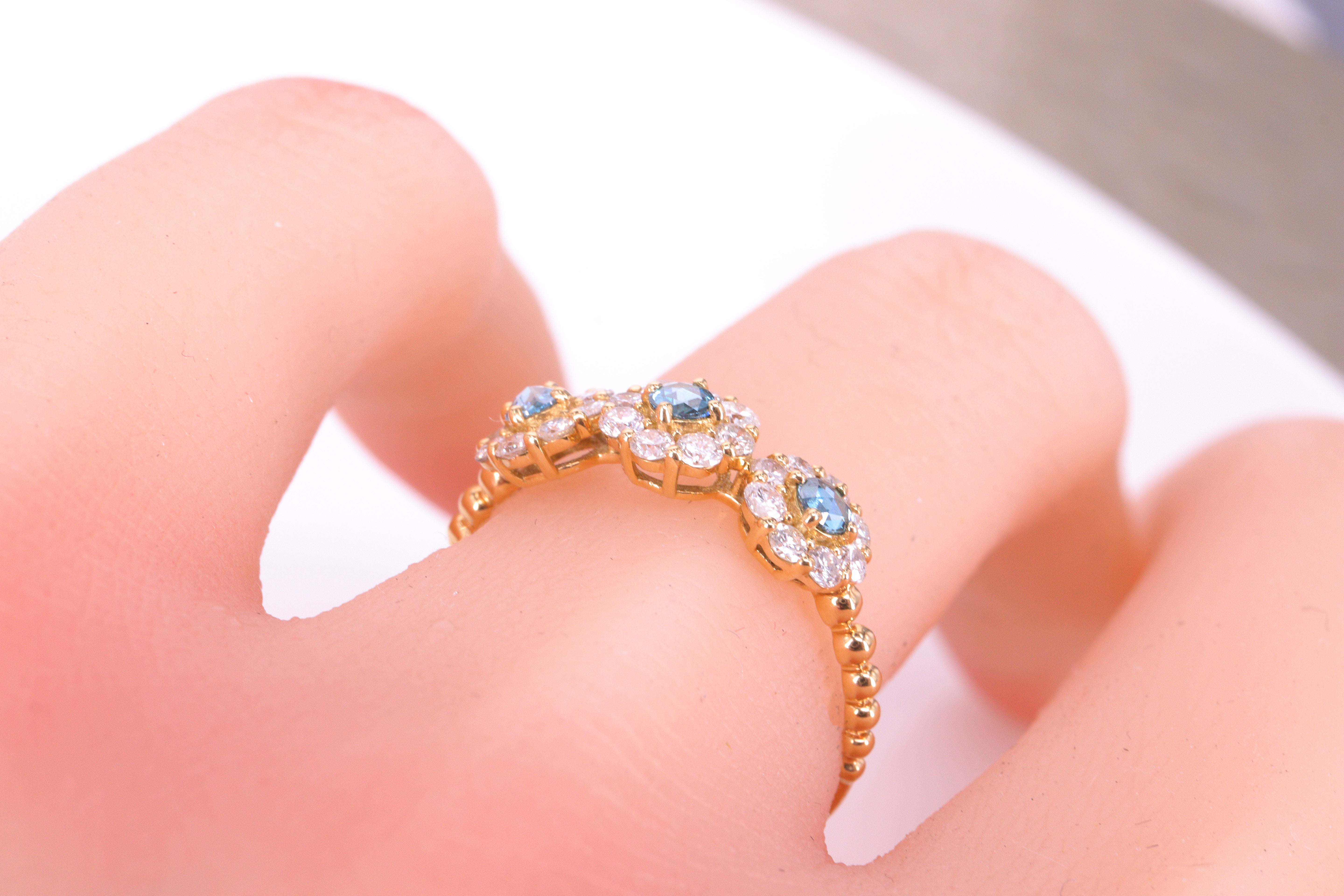 ローズカット ブルーダイヤモンド K18YGリング N98759