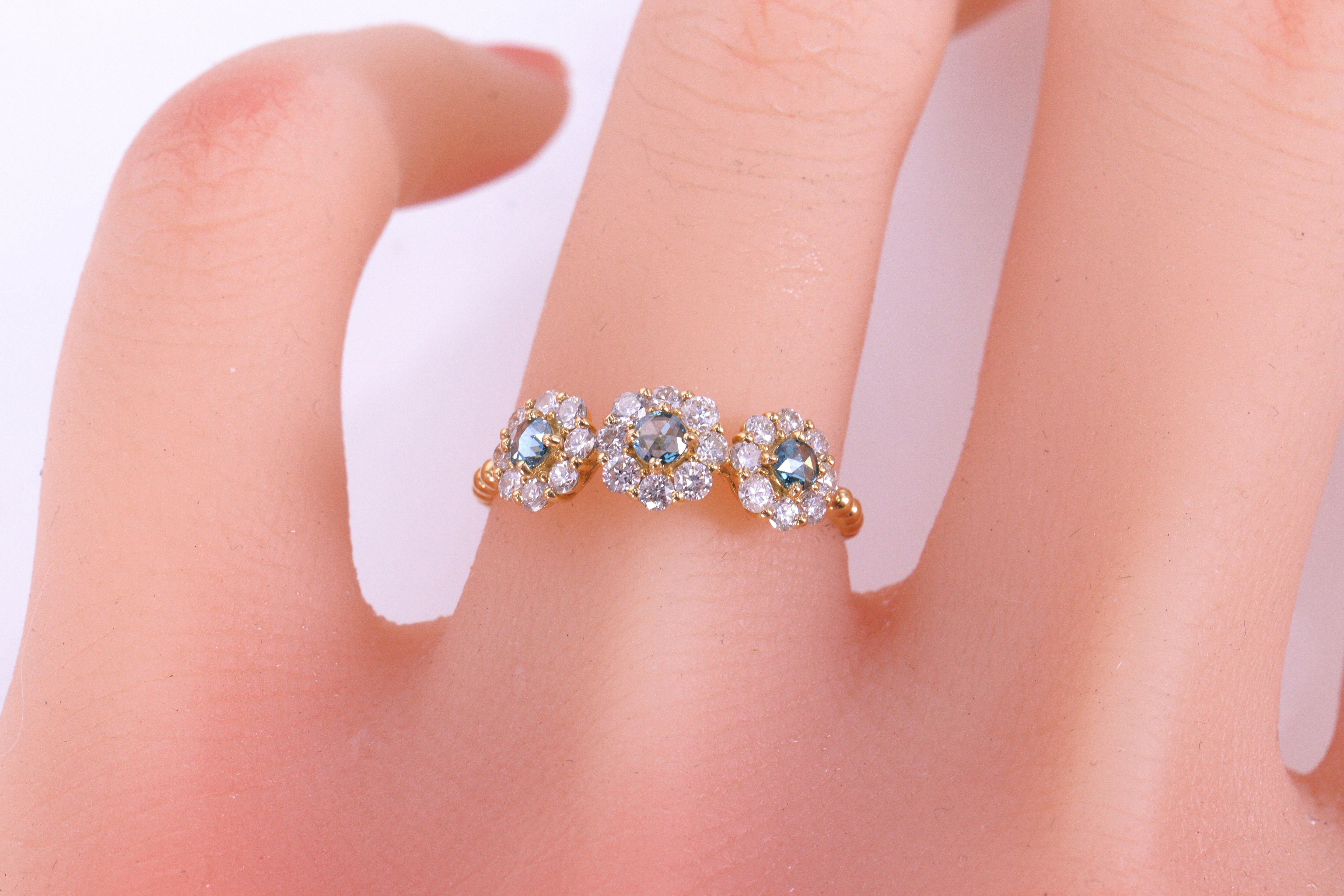 ローズカット ブルーダイヤモンド K18YGリング N98759