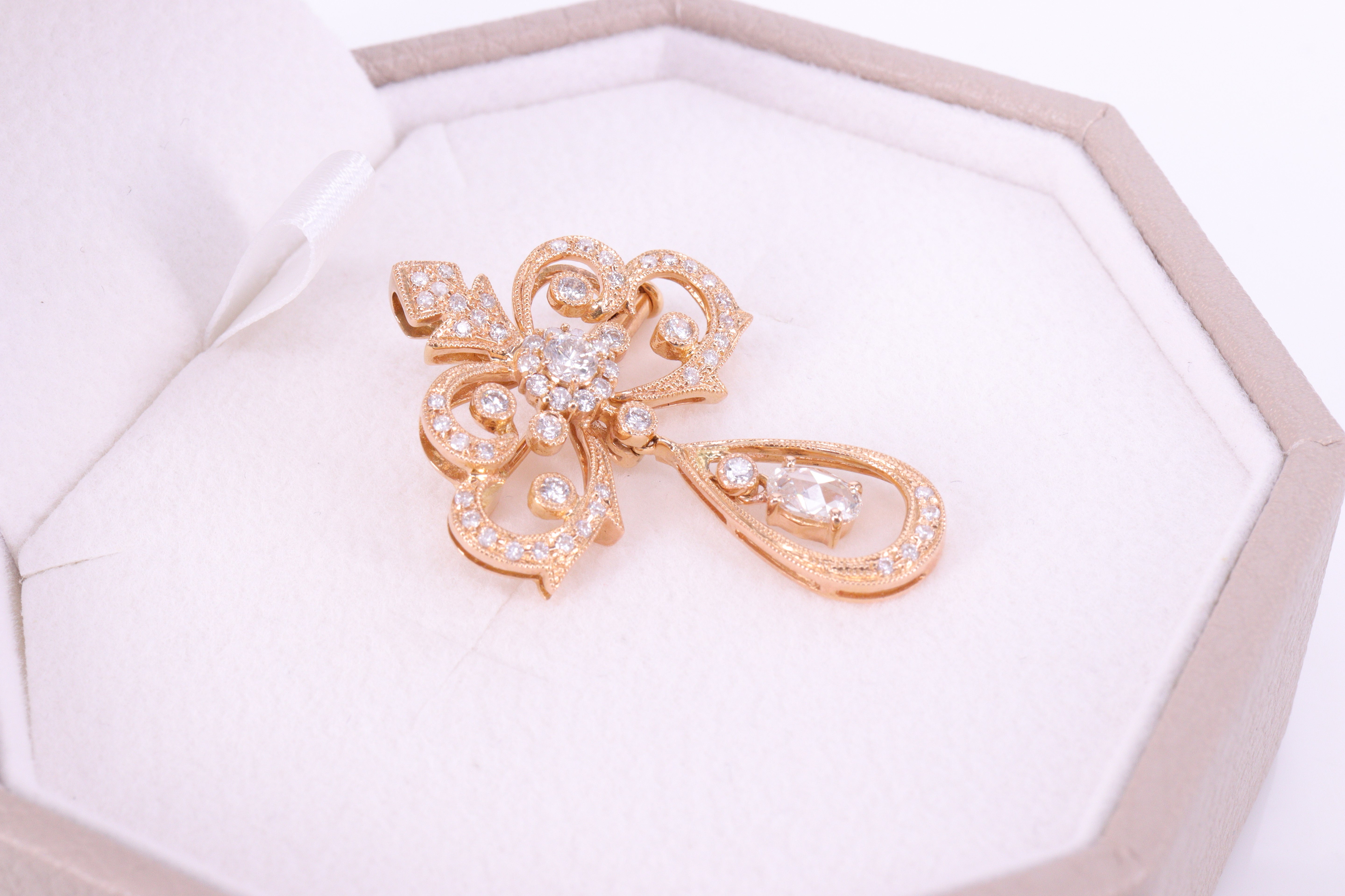 ローズカット ダイヤモンド K18PG ペンダント/ブローチ N106333