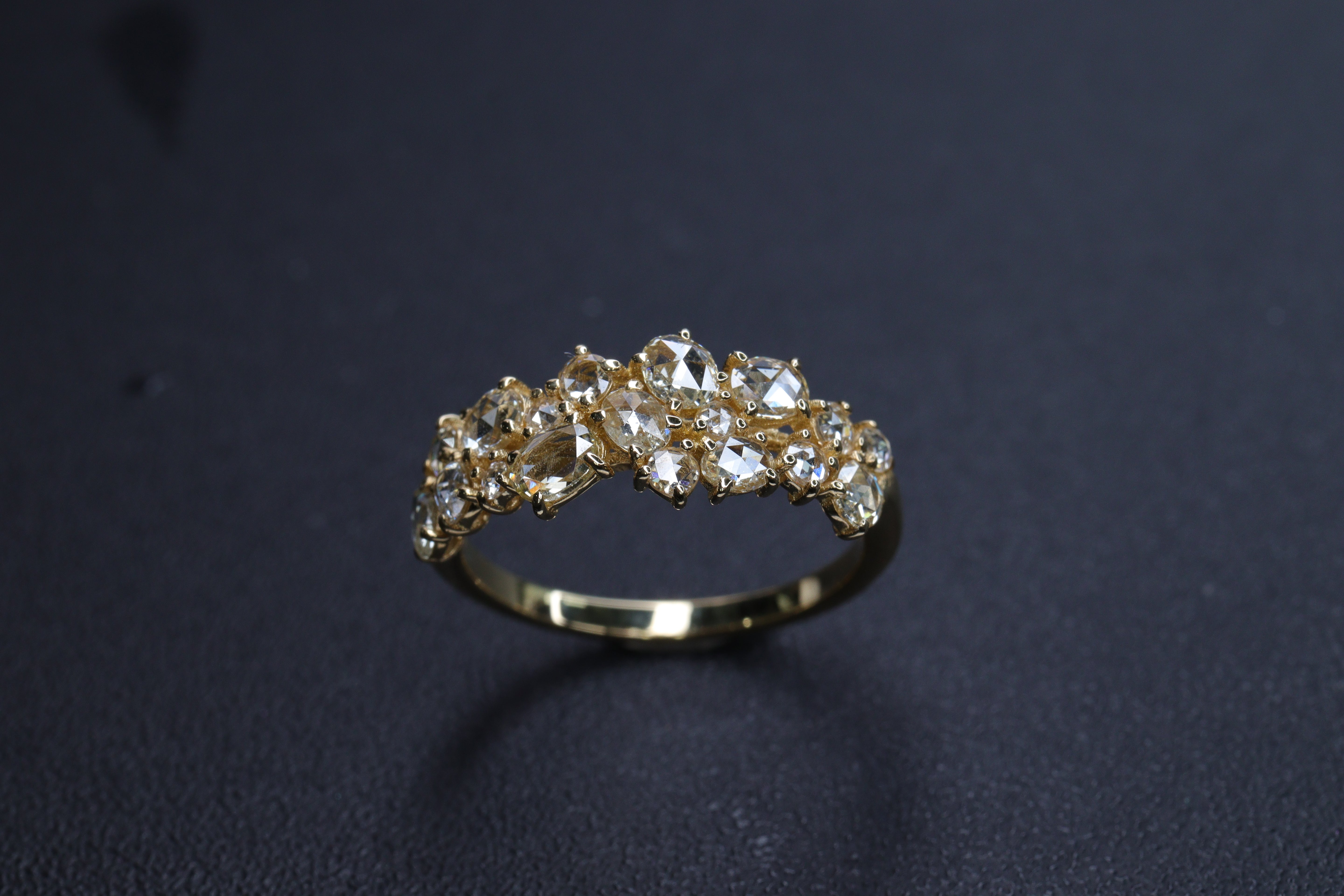 ローズカットダイヤモンド K18YGリング N3874