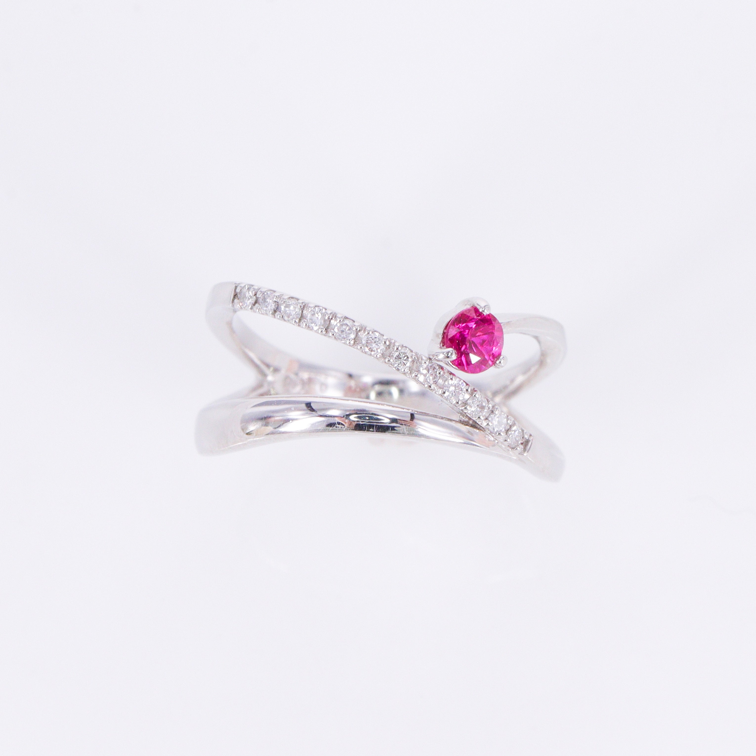 ルビー&ダイヤモンドPt ピンキーリング