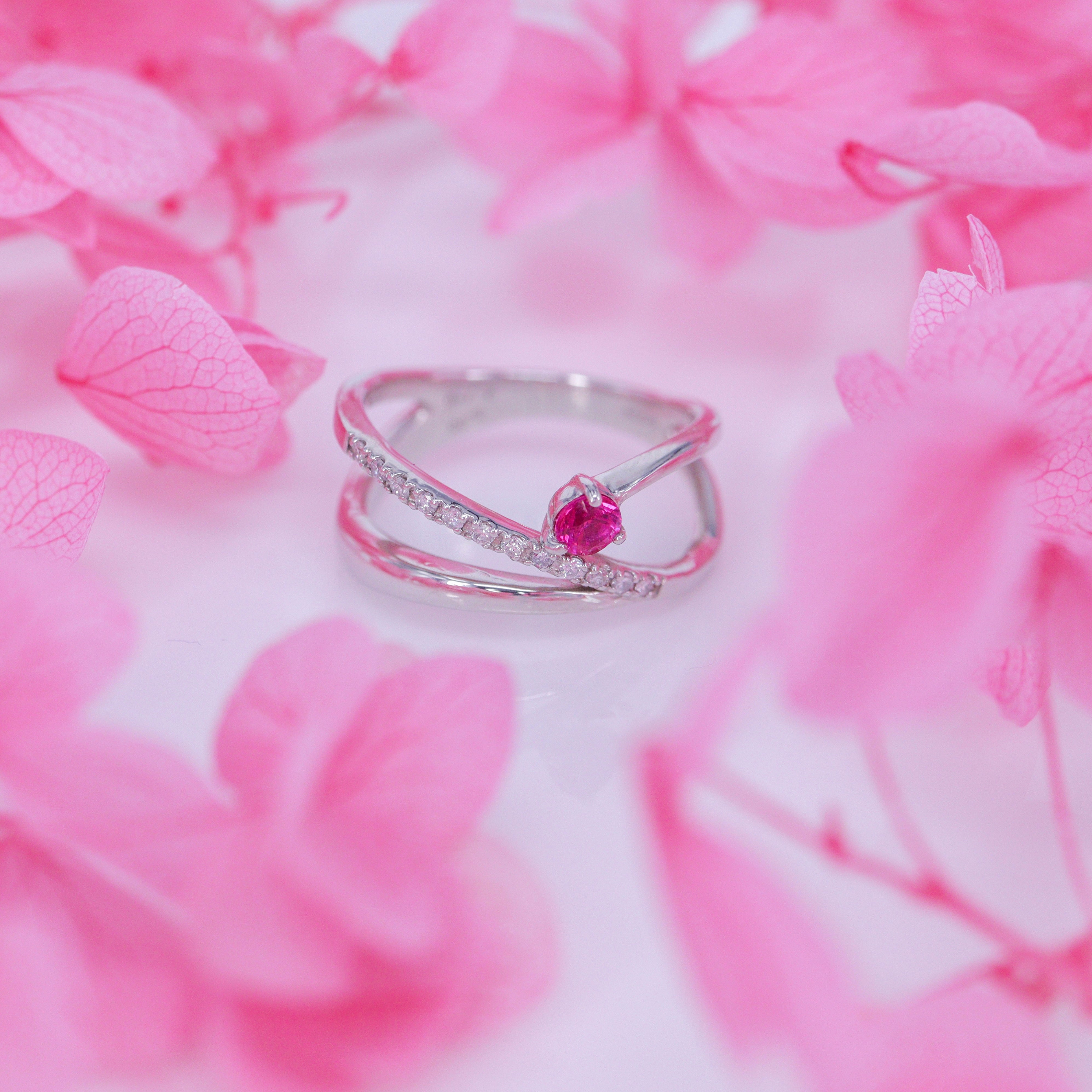 ルビー&ダイヤモンドPt ピンキーリング