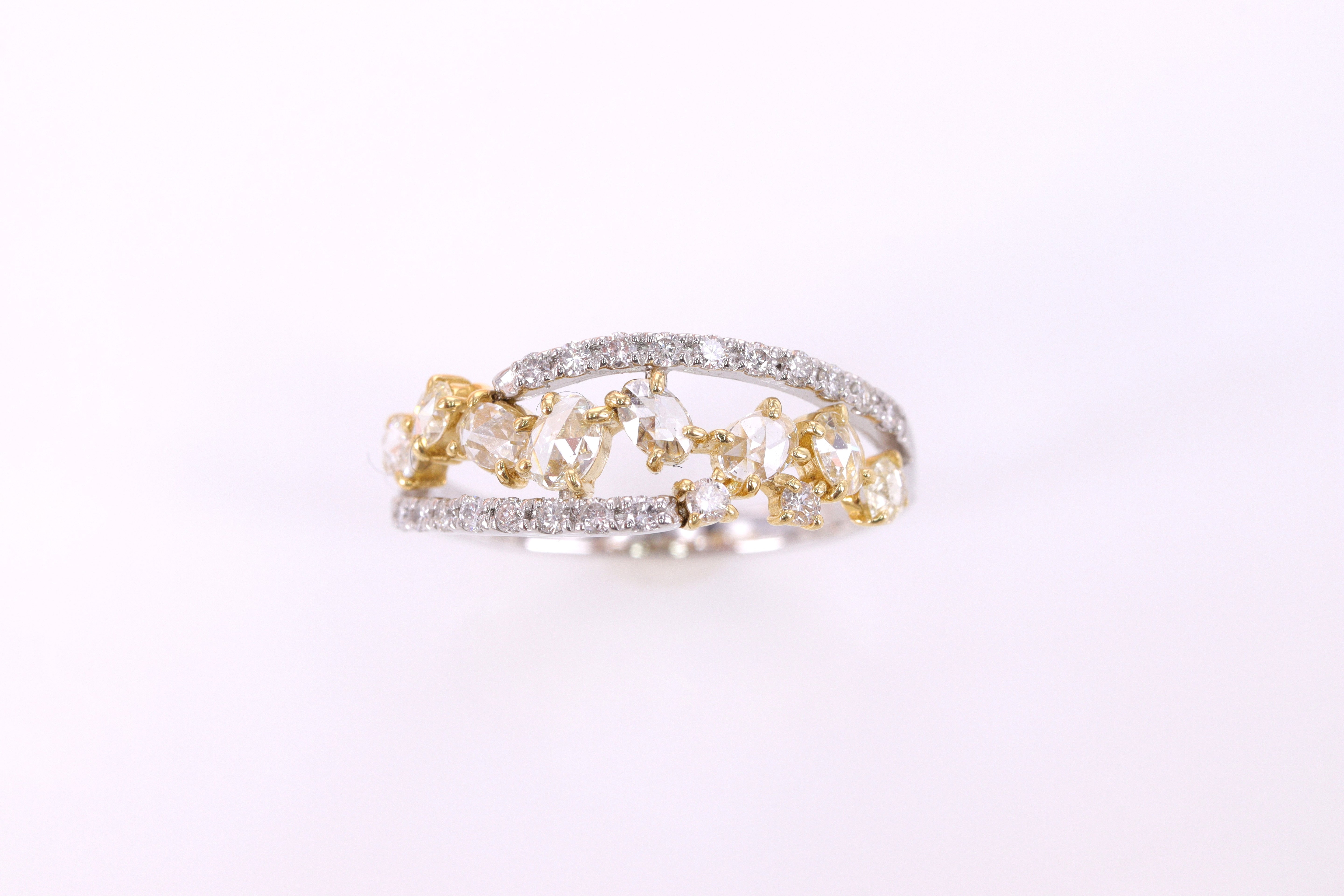 【再入荷】ローズカットダイヤモンド K18/Ptリング