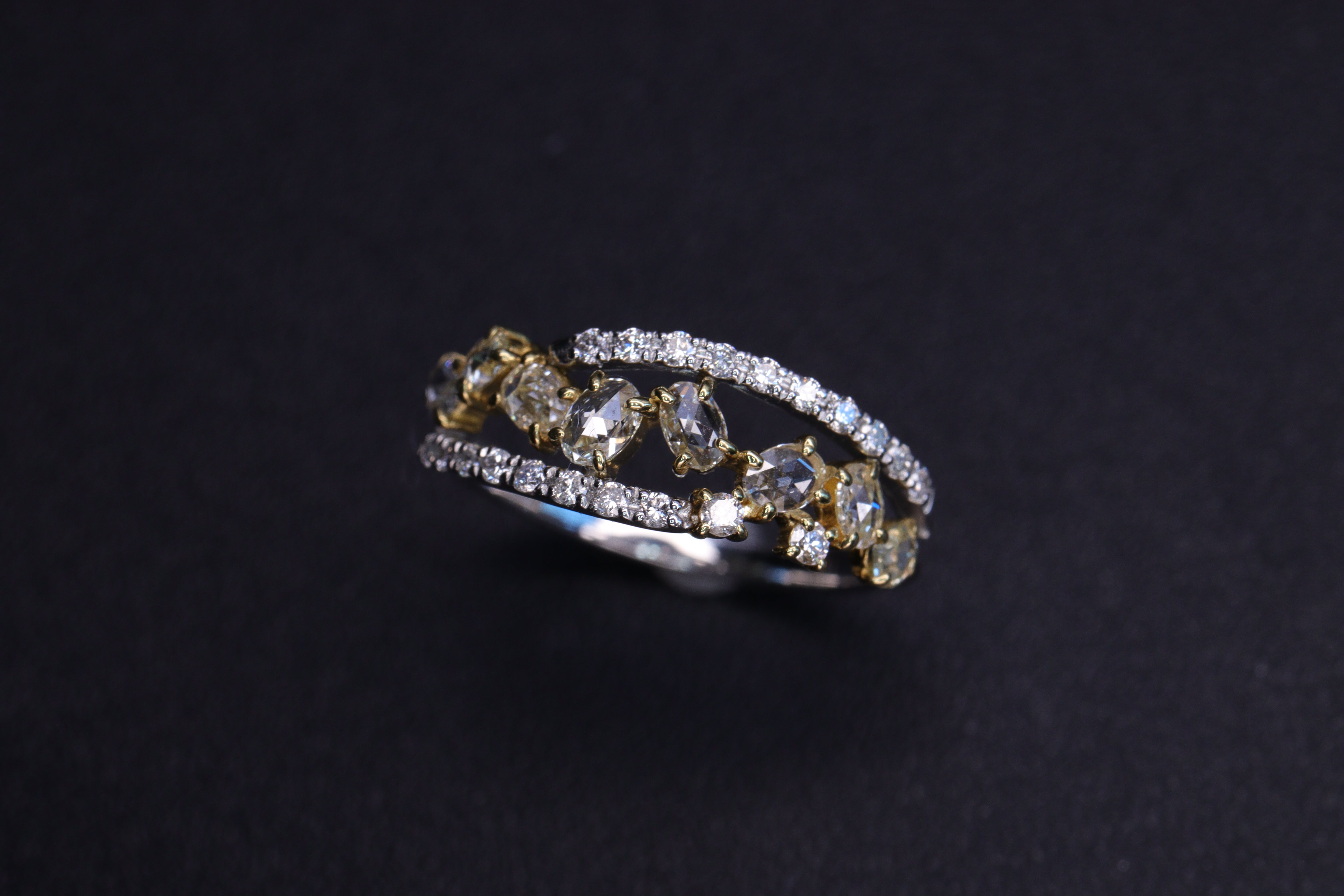 【再入荷】ローズカットダイヤモンド K18/Ptリング