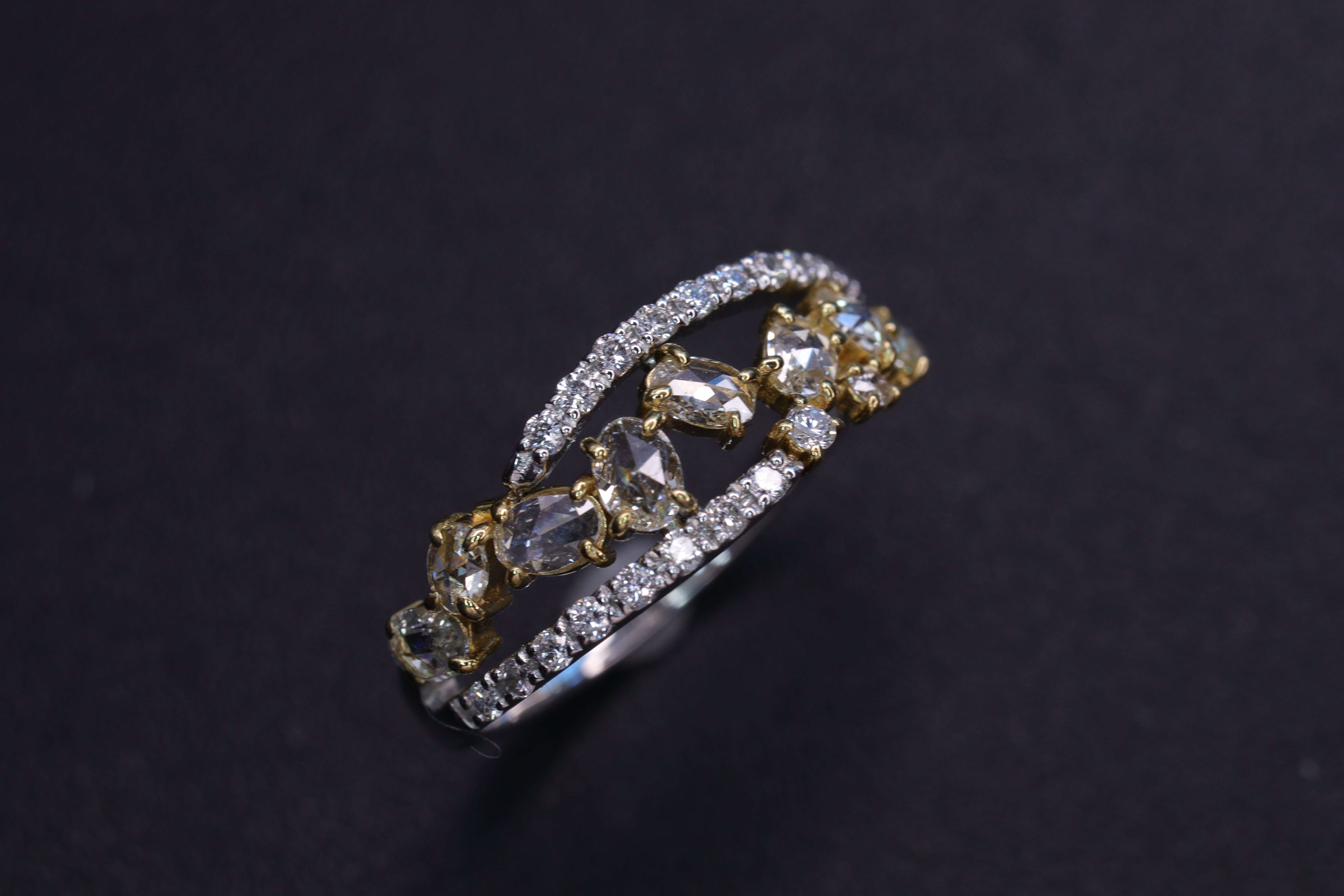 【再入荷】ローズカットダイヤモンド K18/Ptリング