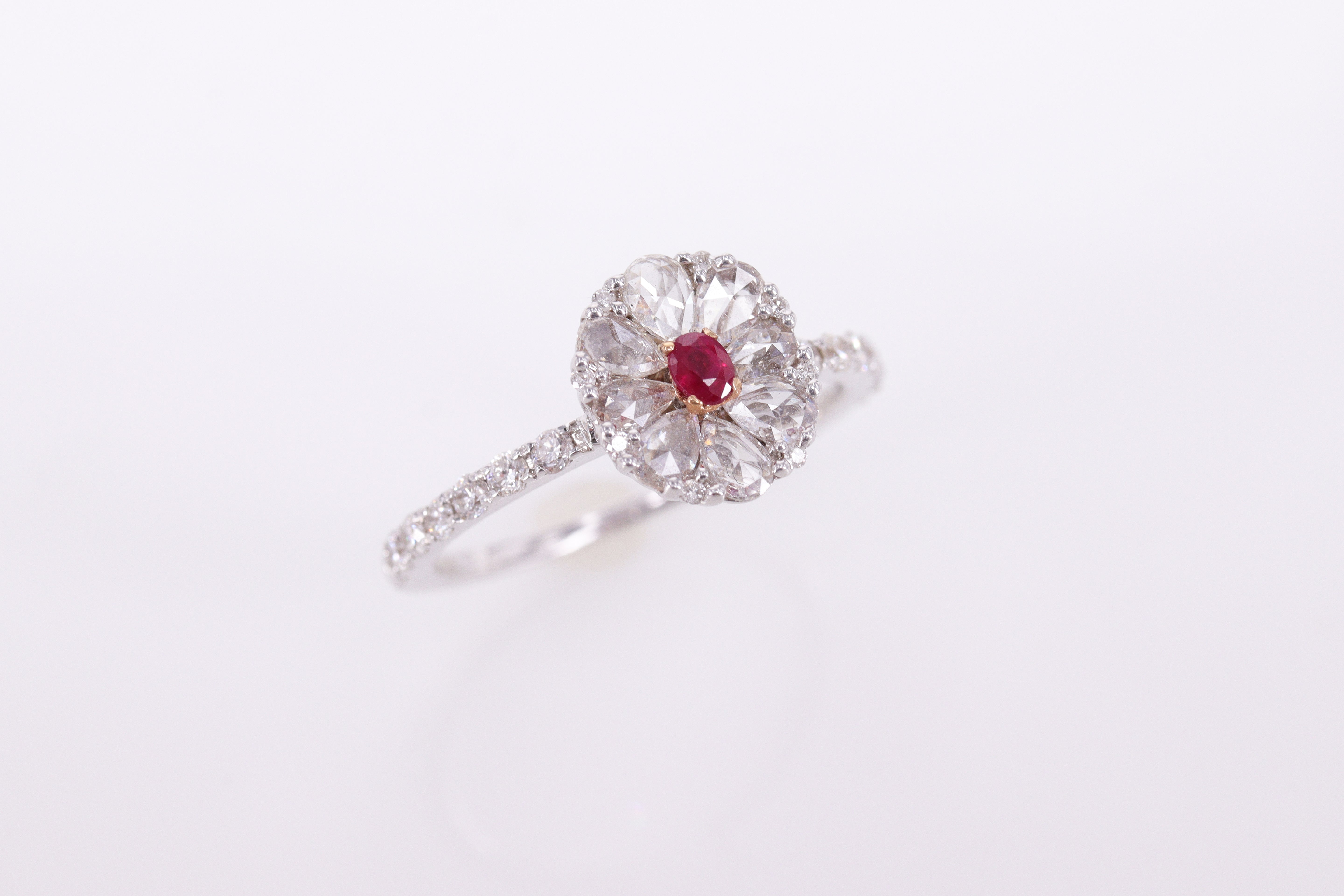 50%OFF ローズカットダイヤモンド/ルビー Pt900 リング