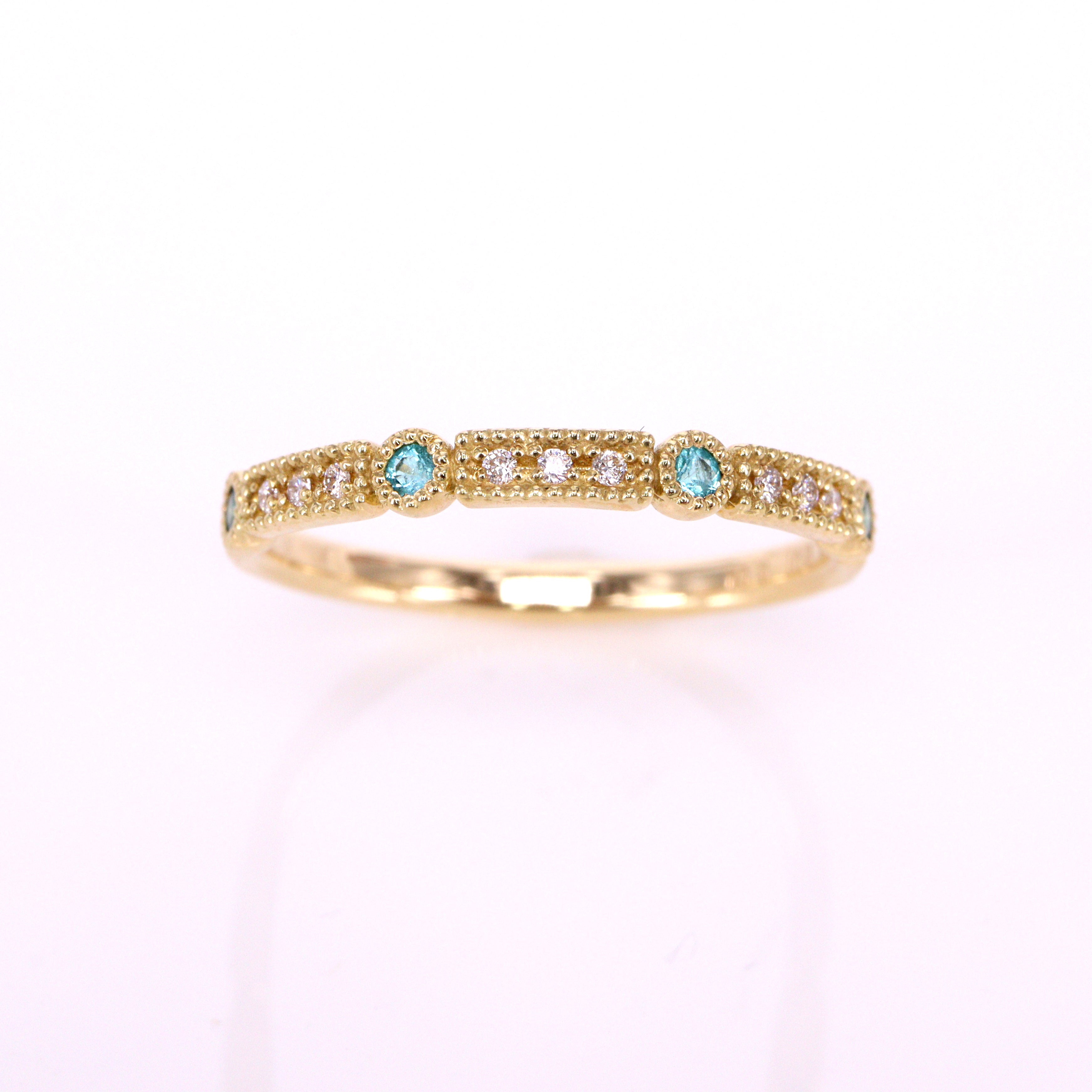 パライバトルマリン・ダイヤモンド<BR>K18YGリング