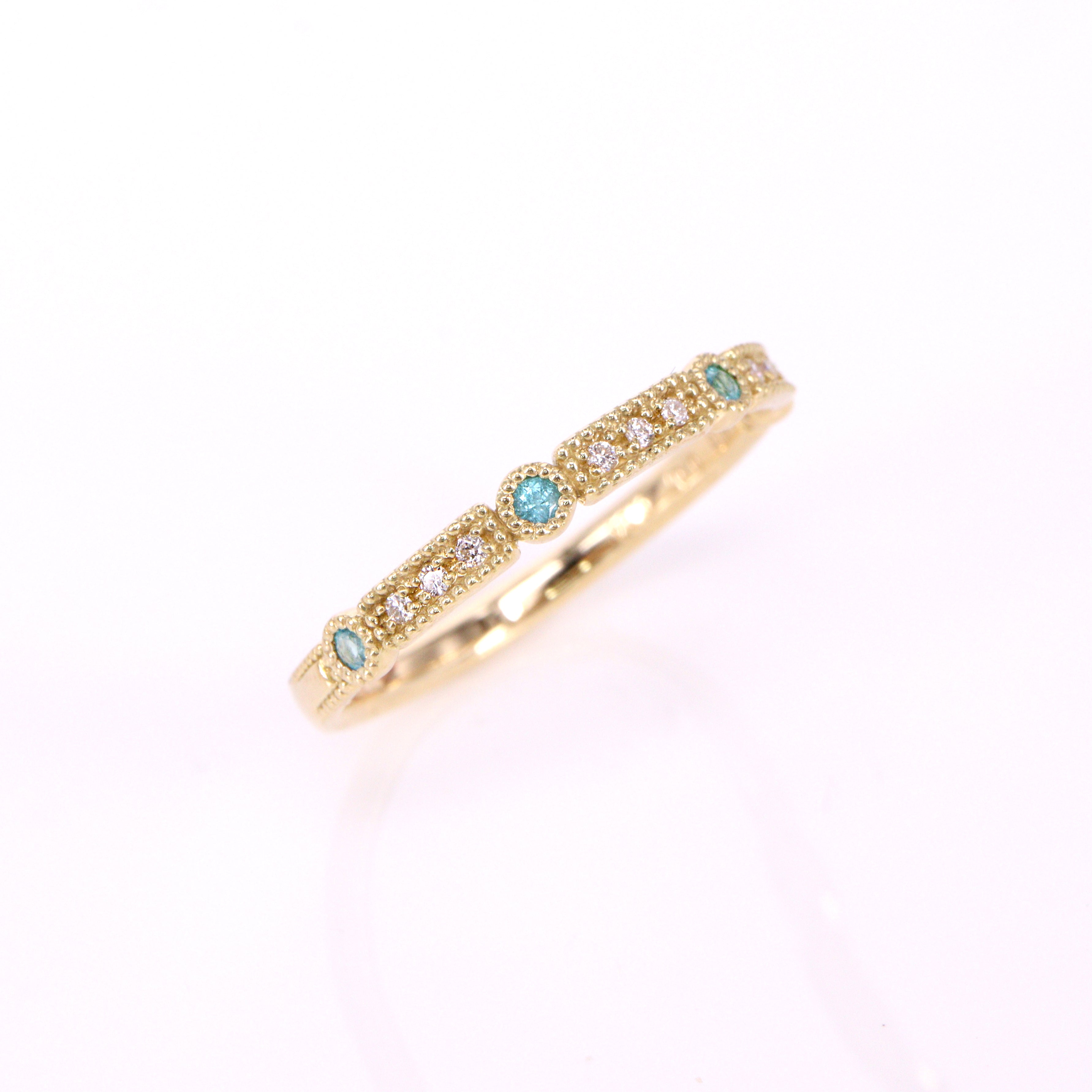 パライバトルマリン・ダイヤモンド<BR>K18YGリング