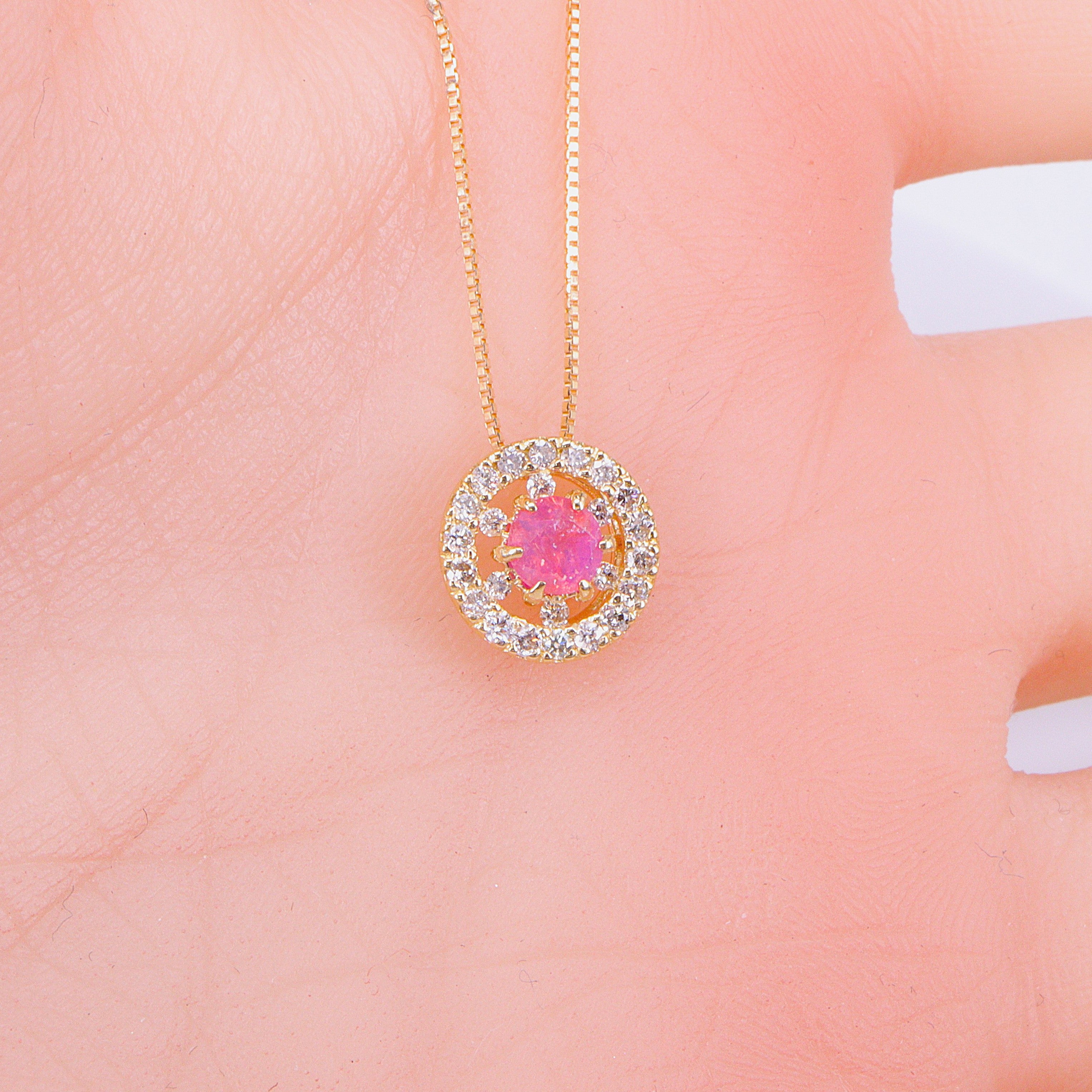 K18 WG&YG ピンクサファイアダイヤモンドペンダントトップ