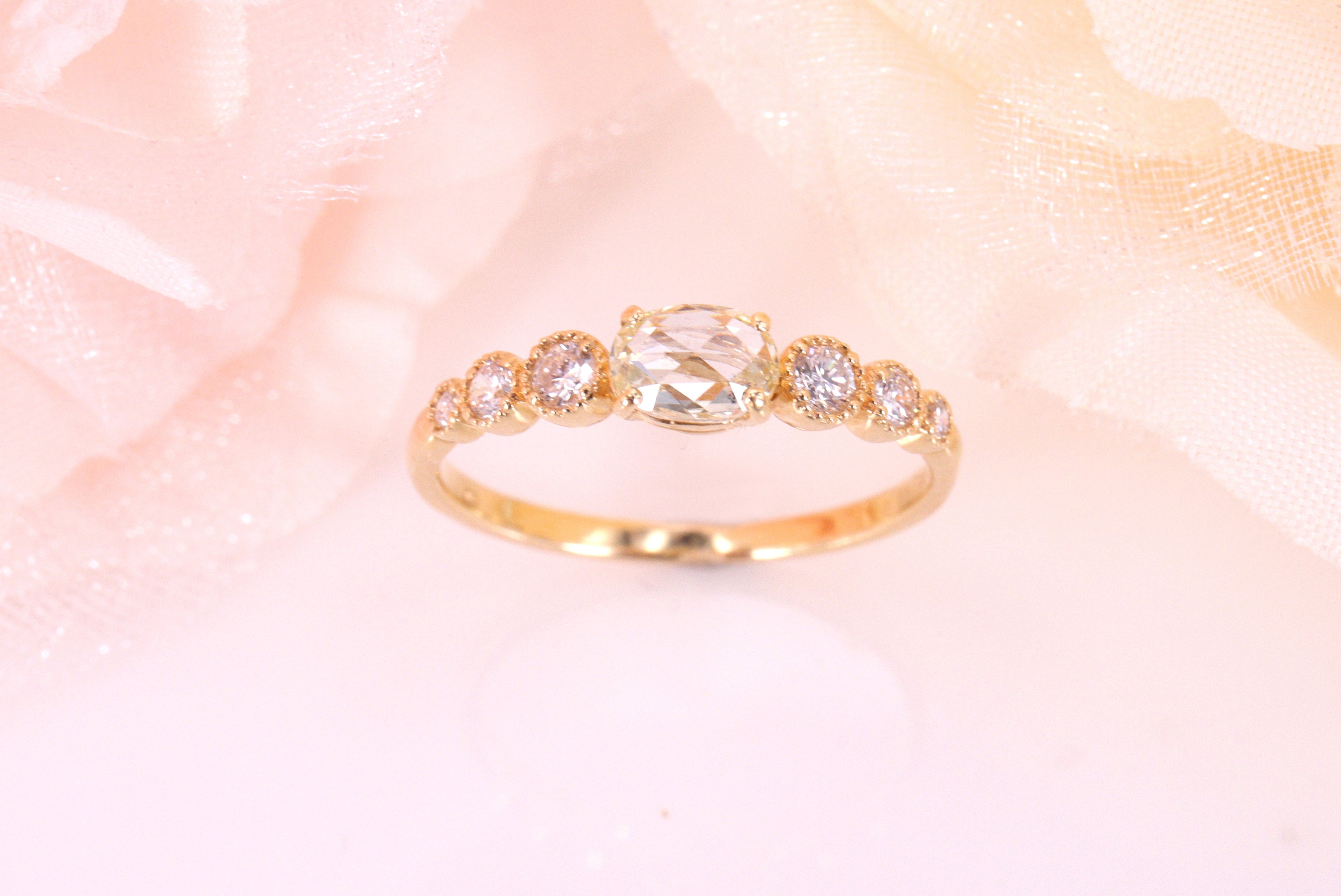 ローズカットダイヤモンド K18YG リング