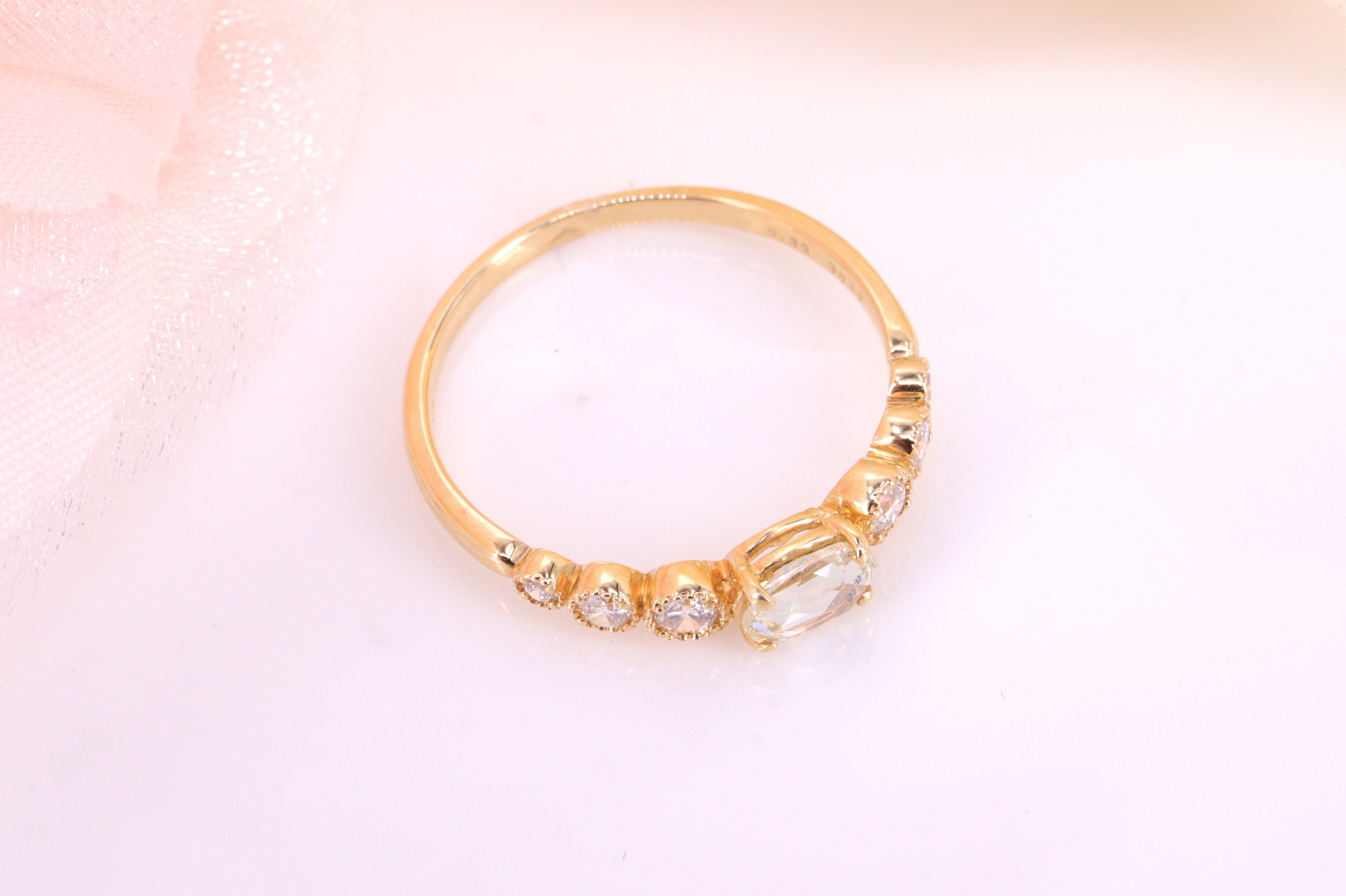 ローズカットダイヤモンド K18YG リング