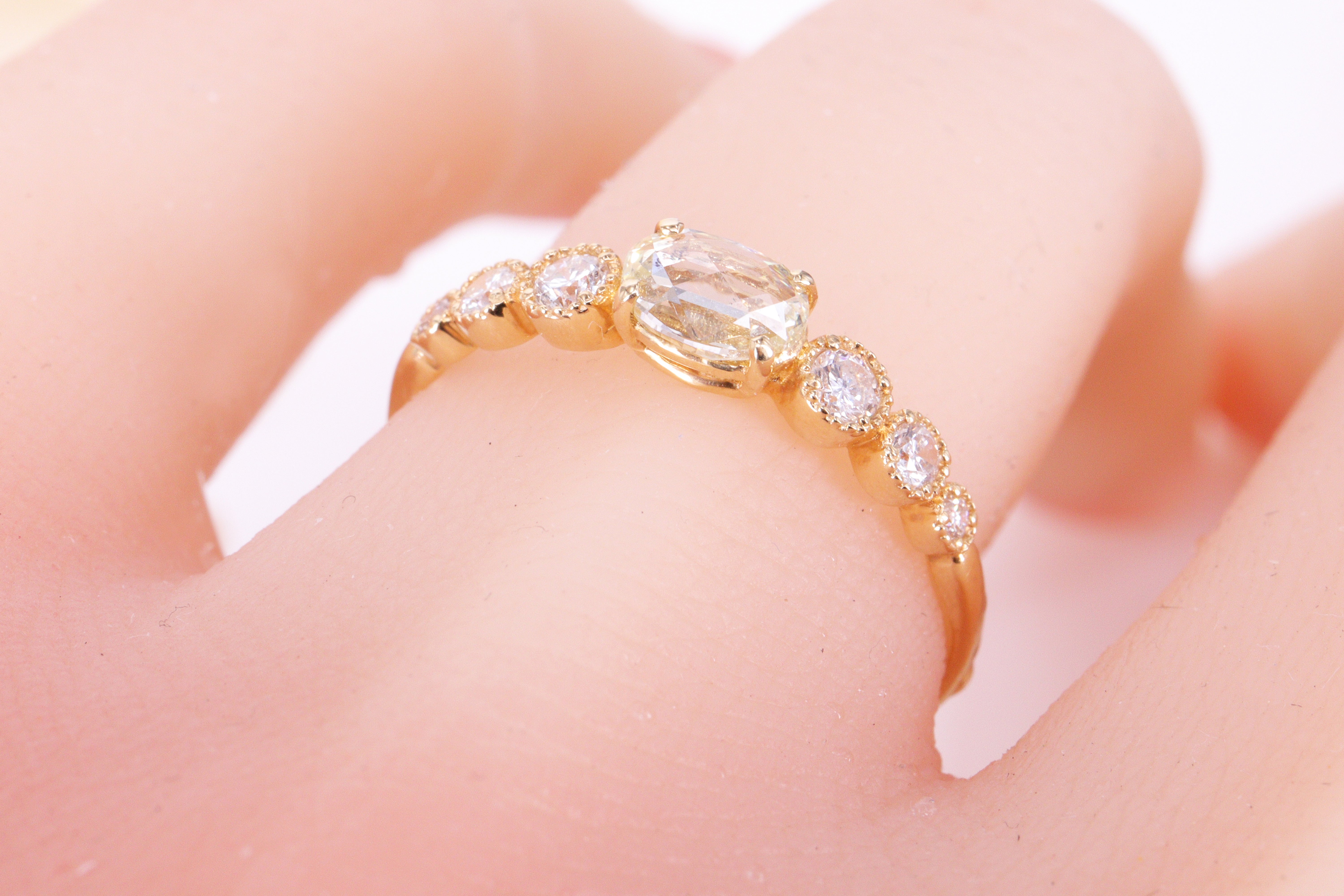 新春特別価格】ローズカットダイヤモンド K18YG リング