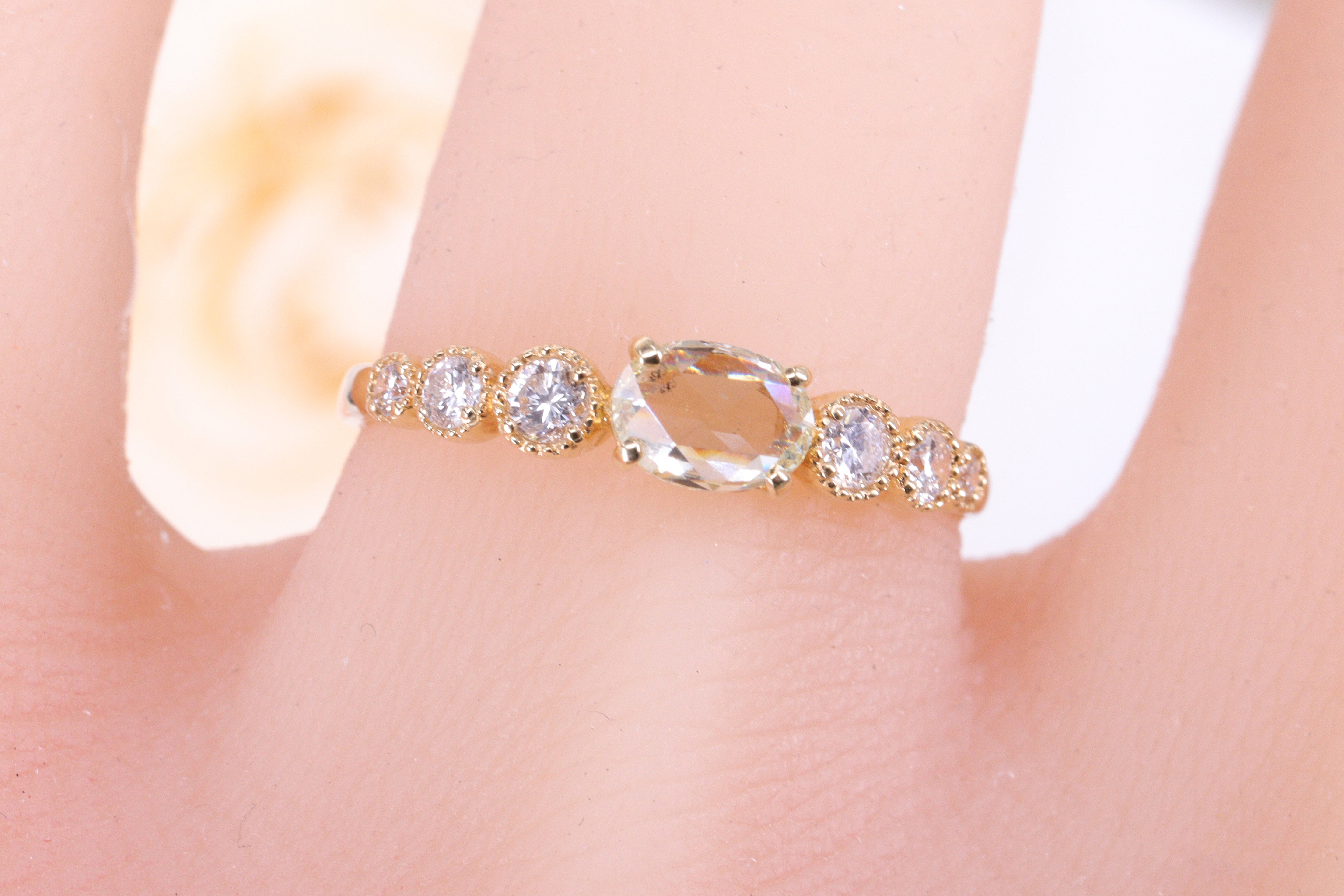 ローズカットダイヤモンド K18YG リング