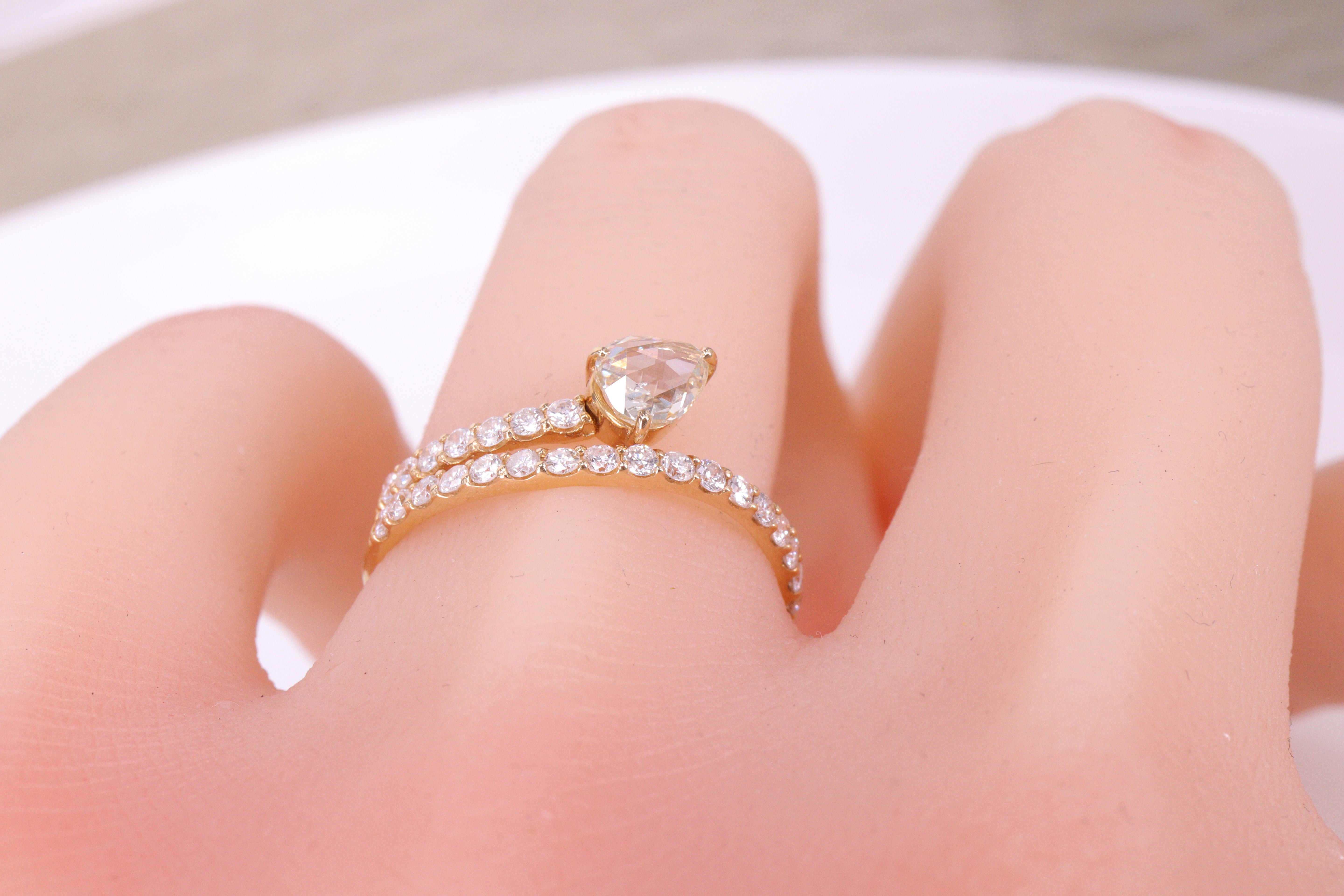 ローズカットダイヤモンド K18YGリング N3908