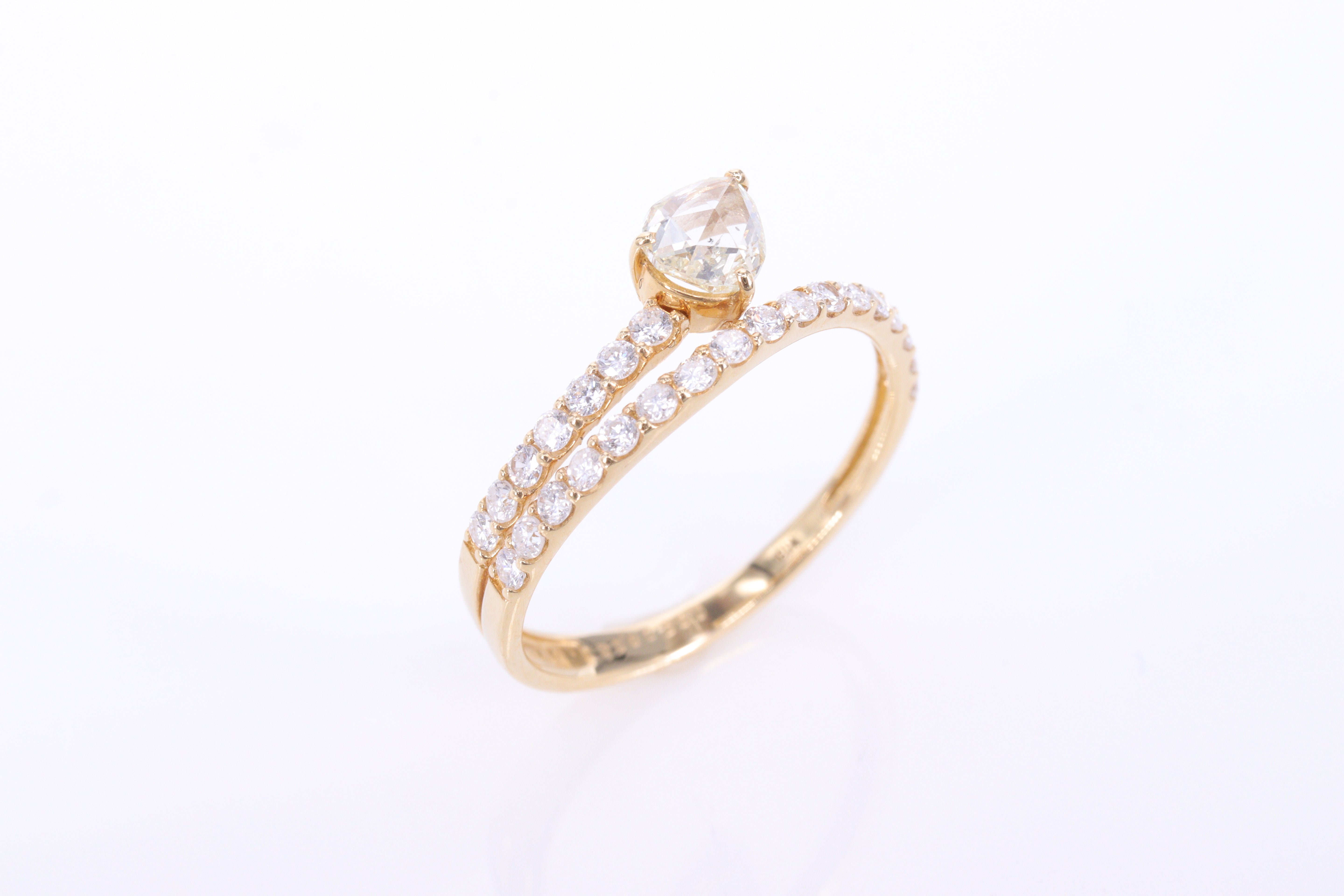 ローズカットダイヤモンド K18YGリング N3908