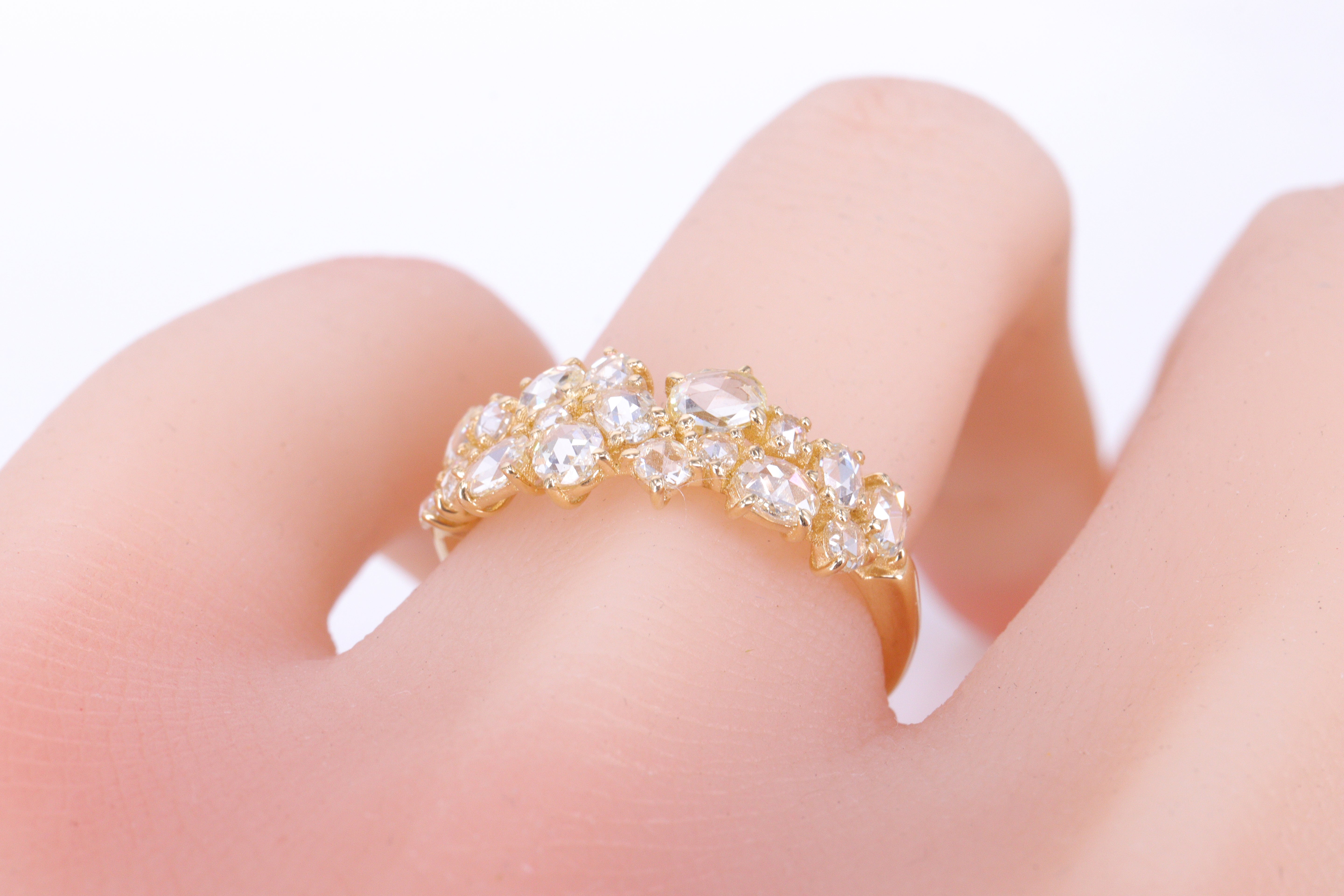 ローズカットダイヤモンド K18YGリング N3874