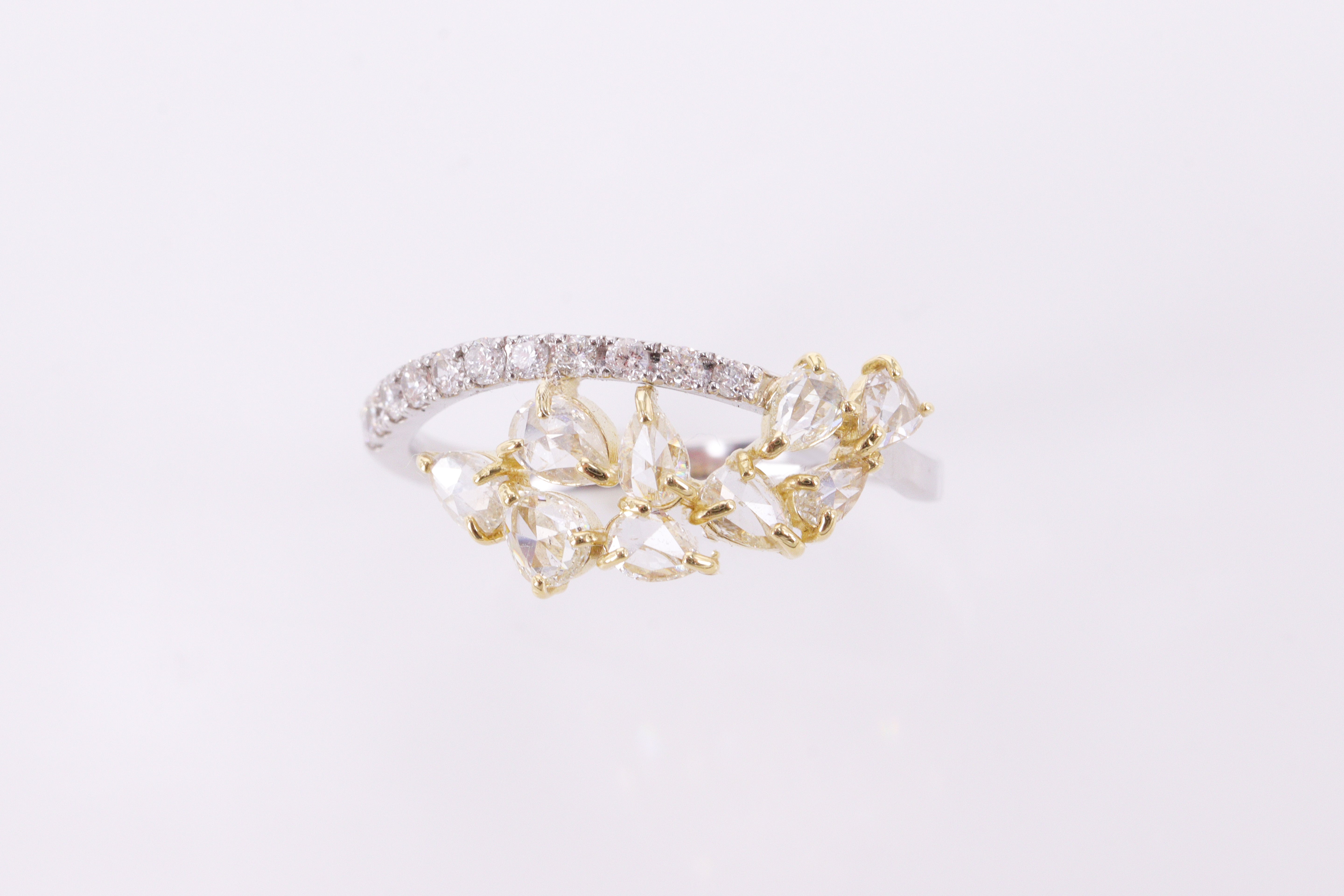 【再入荷】ローズカットダイヤモンド K18/Ptリング