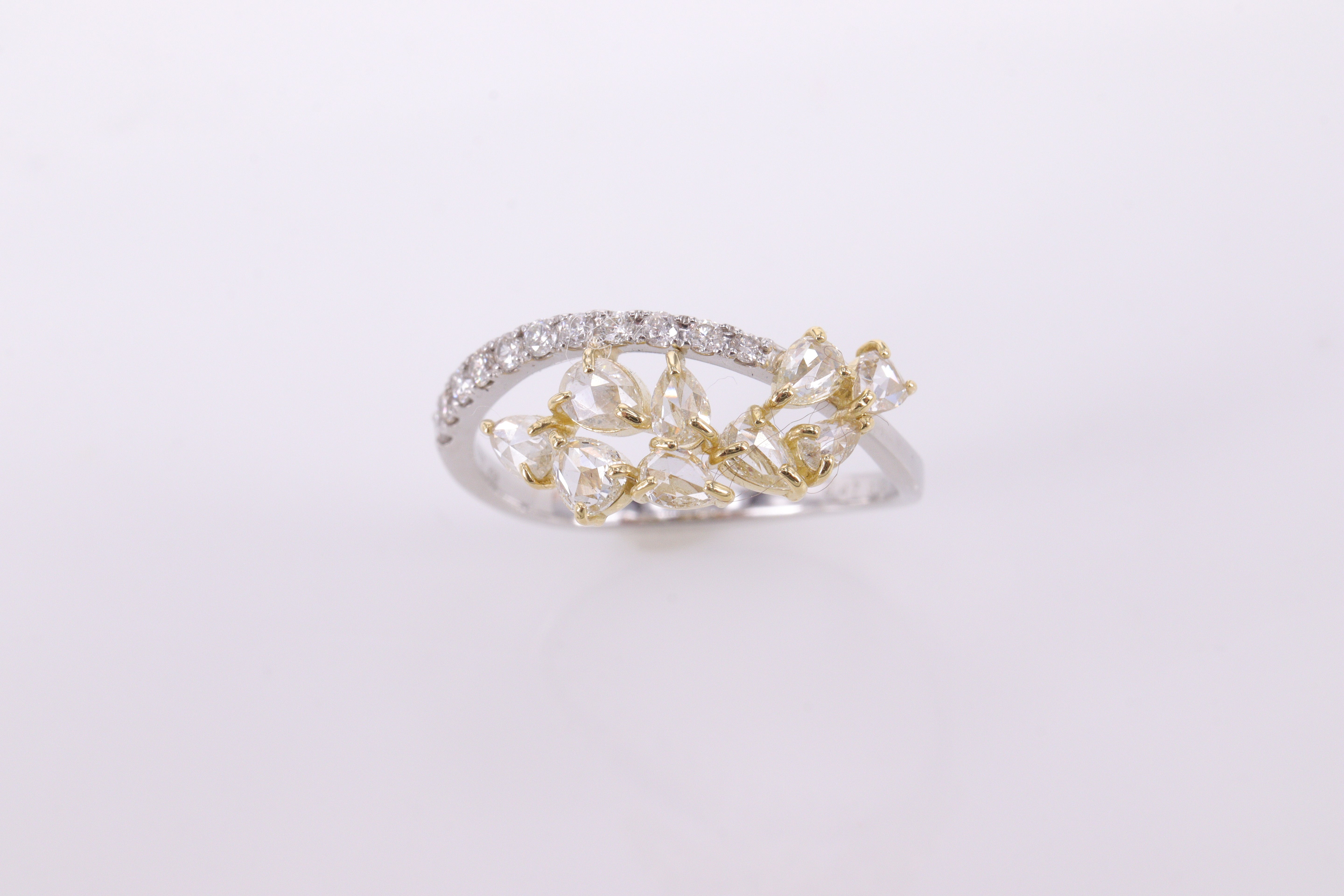 【再入荷】ローズカットダイヤモンド K18/Ptリング