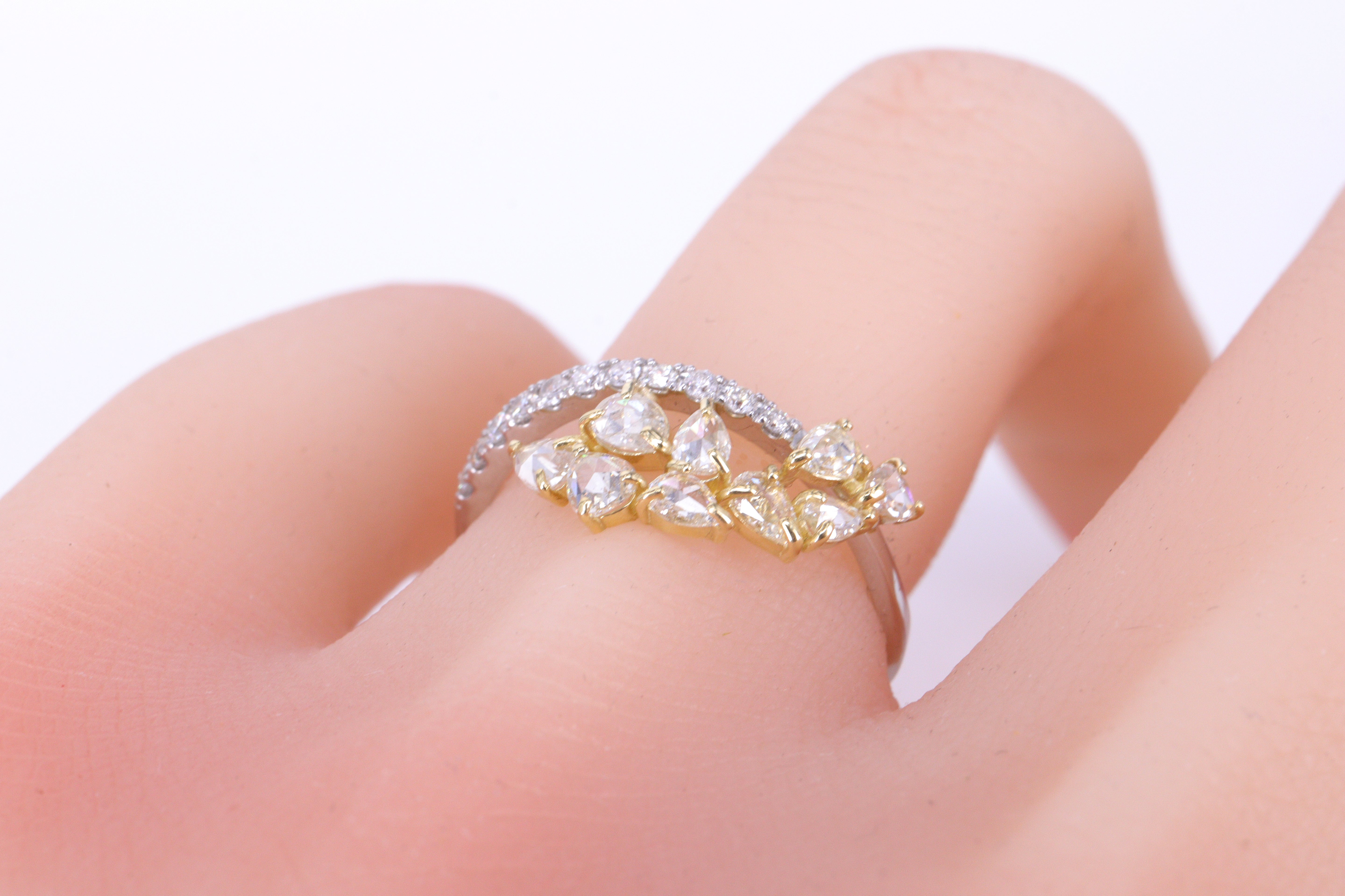 【再入荷】ローズカットダイヤモンド K18/Ptリング