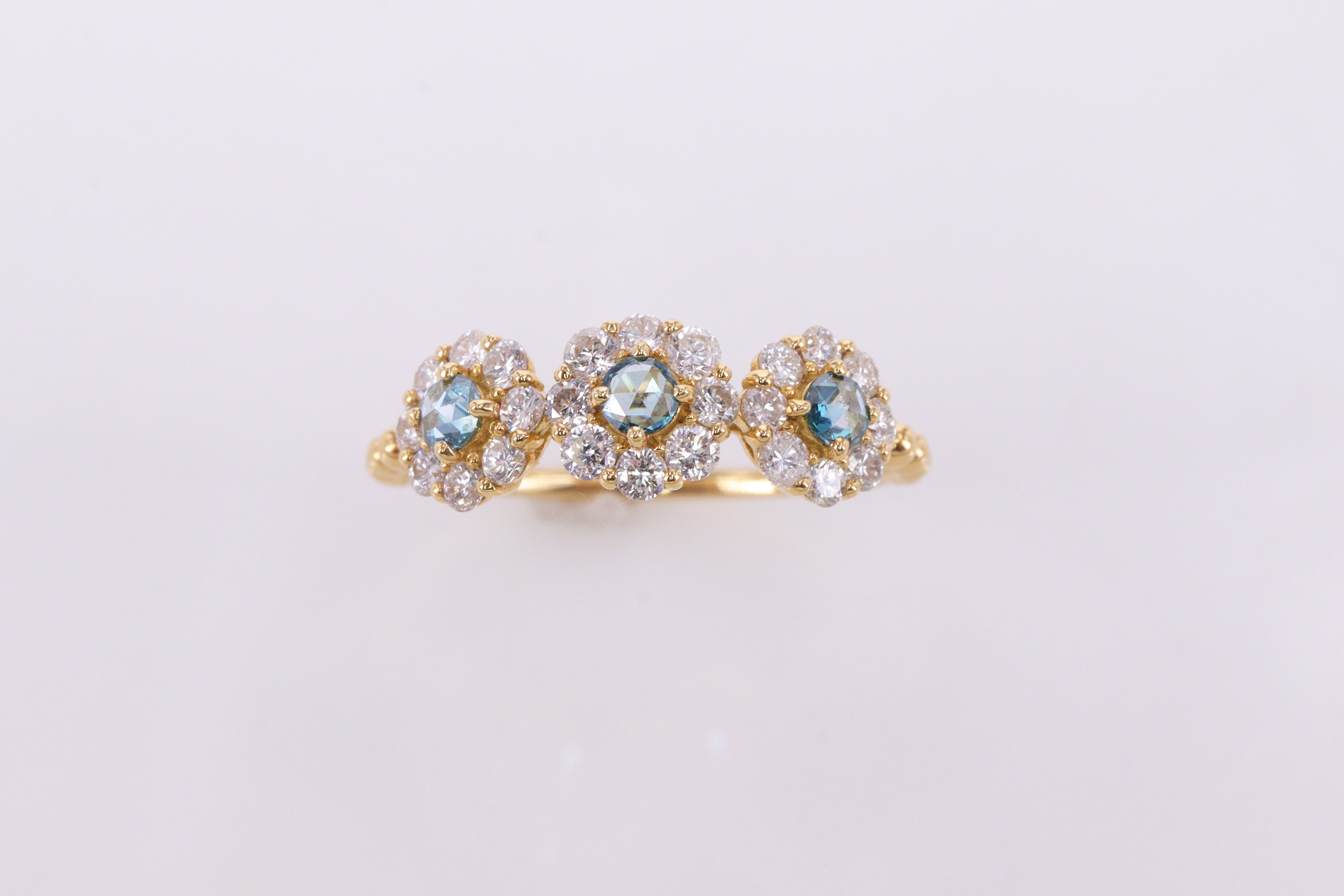 ローズカット ブルーダイヤモンド K18YGリング N98759