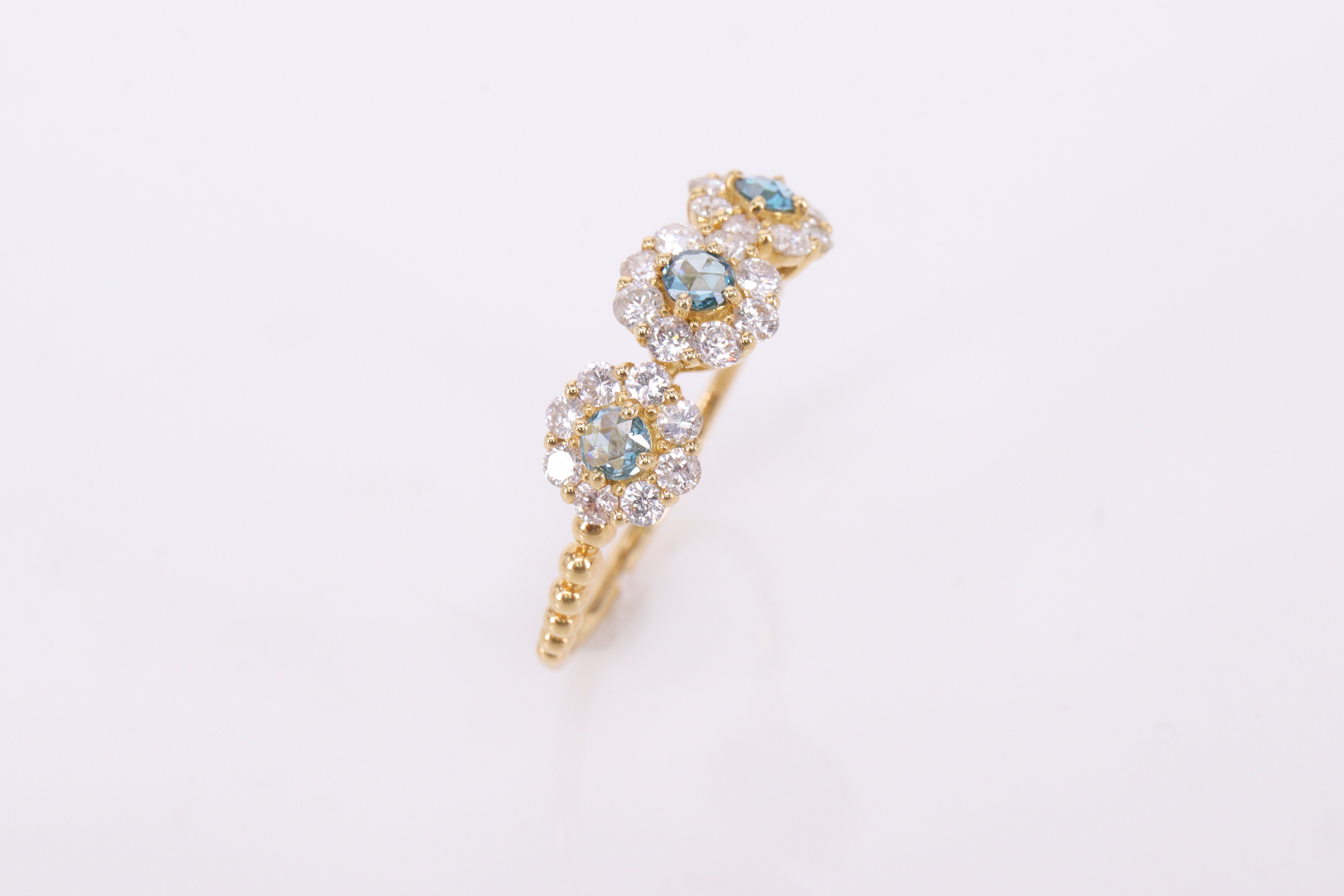 ローズカット ブルーダイヤモンド K18YGリング N98759