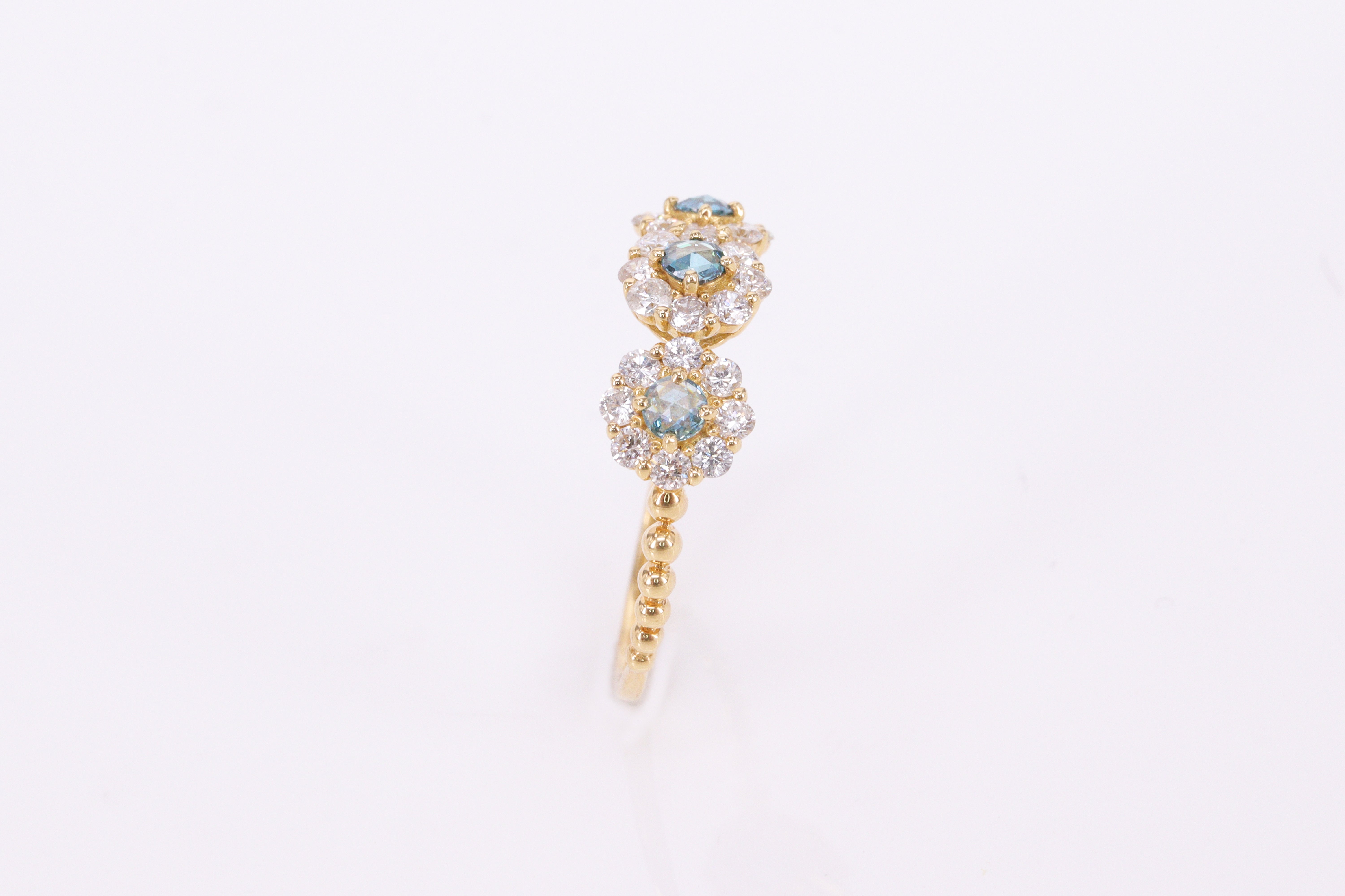 ローズカット ブルーダイヤモンド K18YGリング N98759