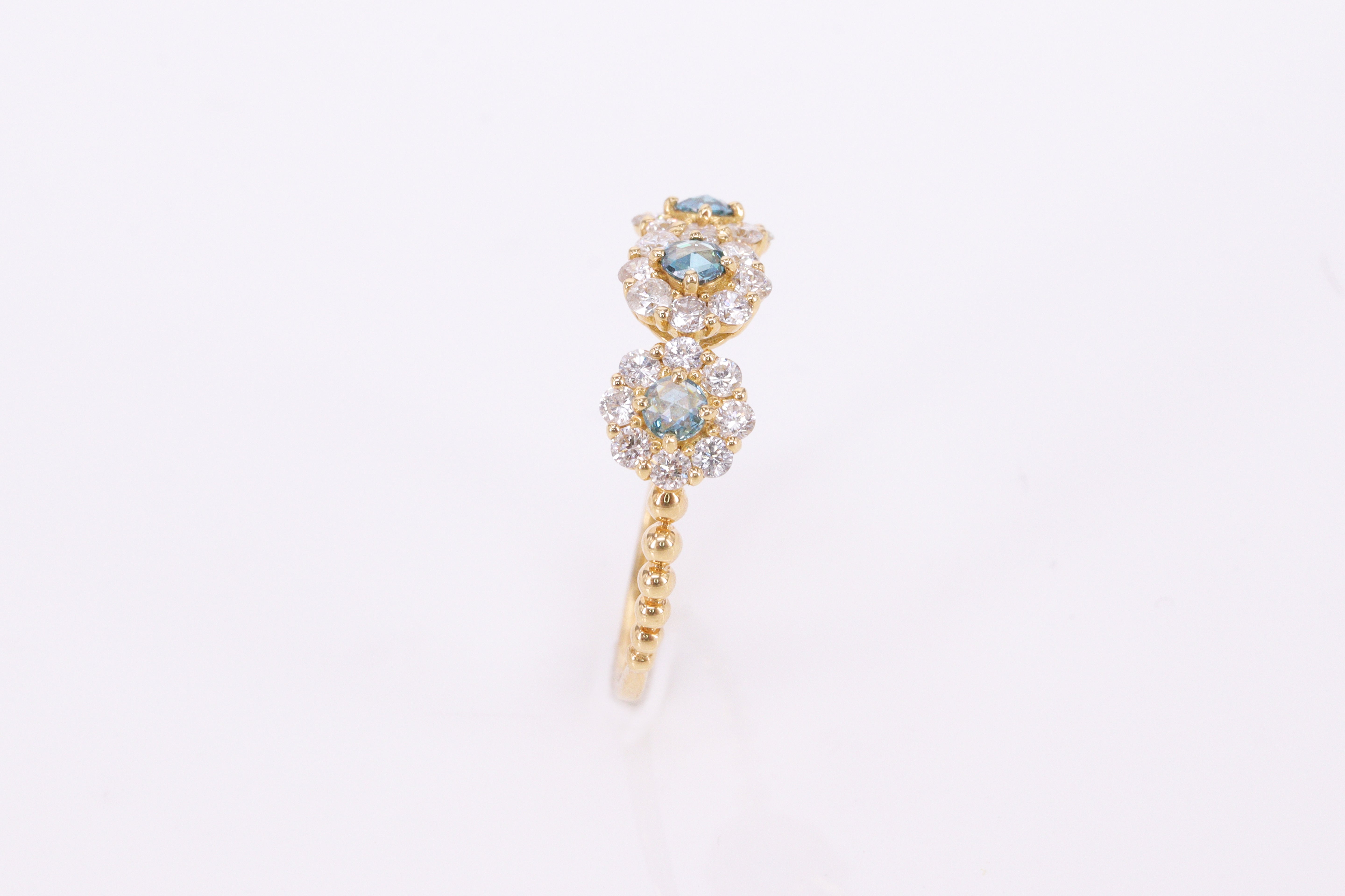 ローズカット ブルーダイヤモンド K18YGリング N98759