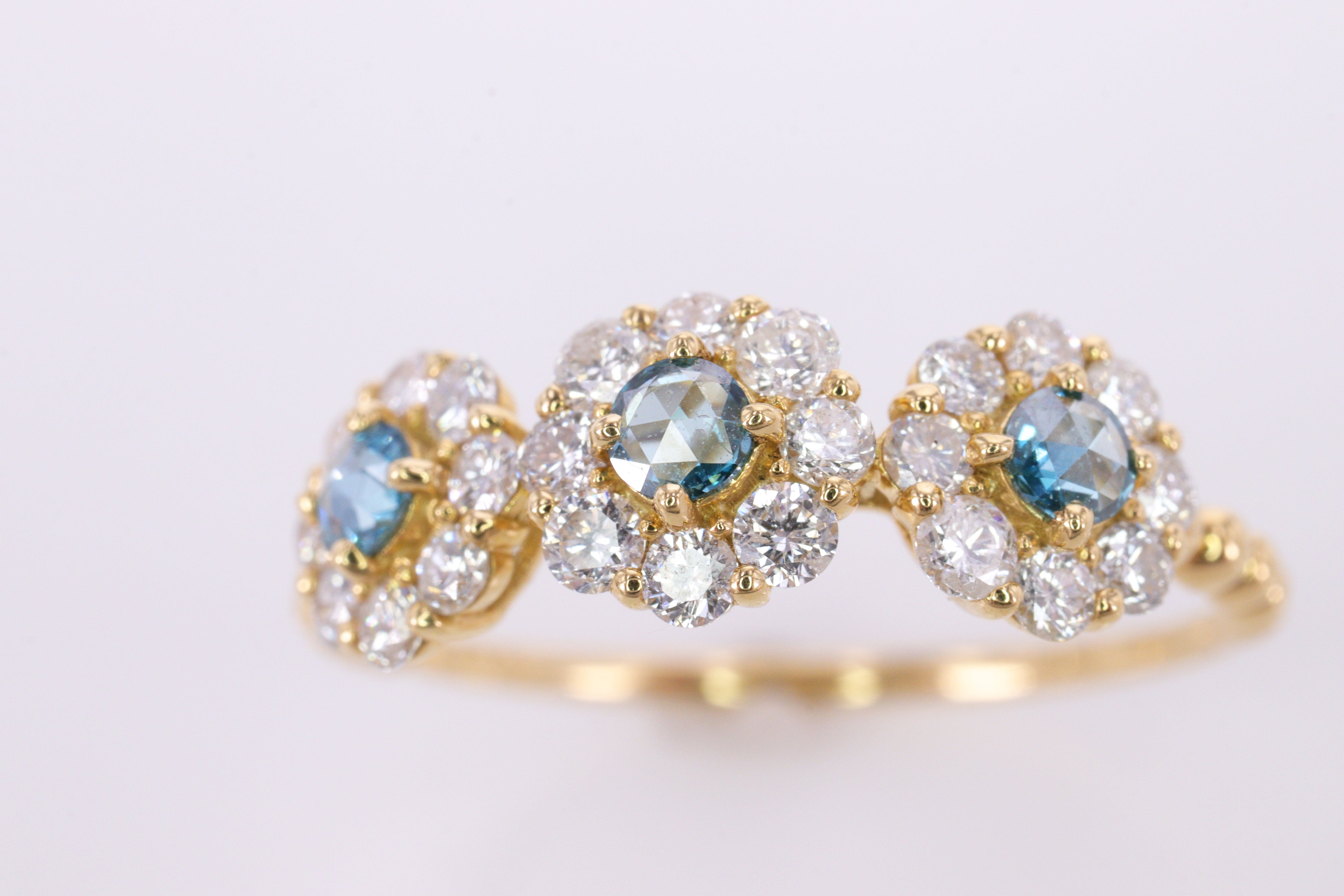 ローズカット ブルーダイヤモンド K18YGリング N98759