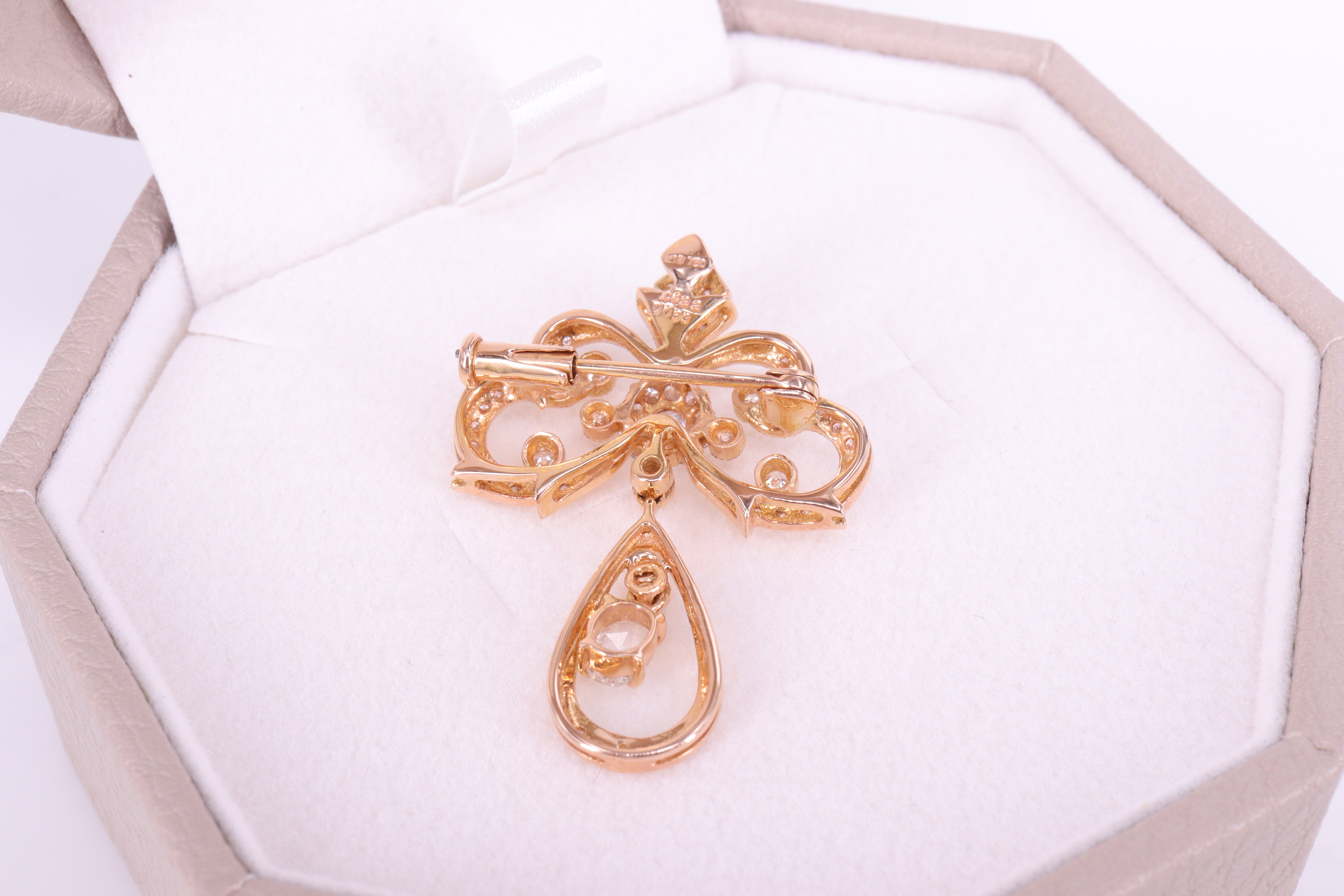 ローズカット ダイヤモンド K18PG ペンダント/ブローチ N106333