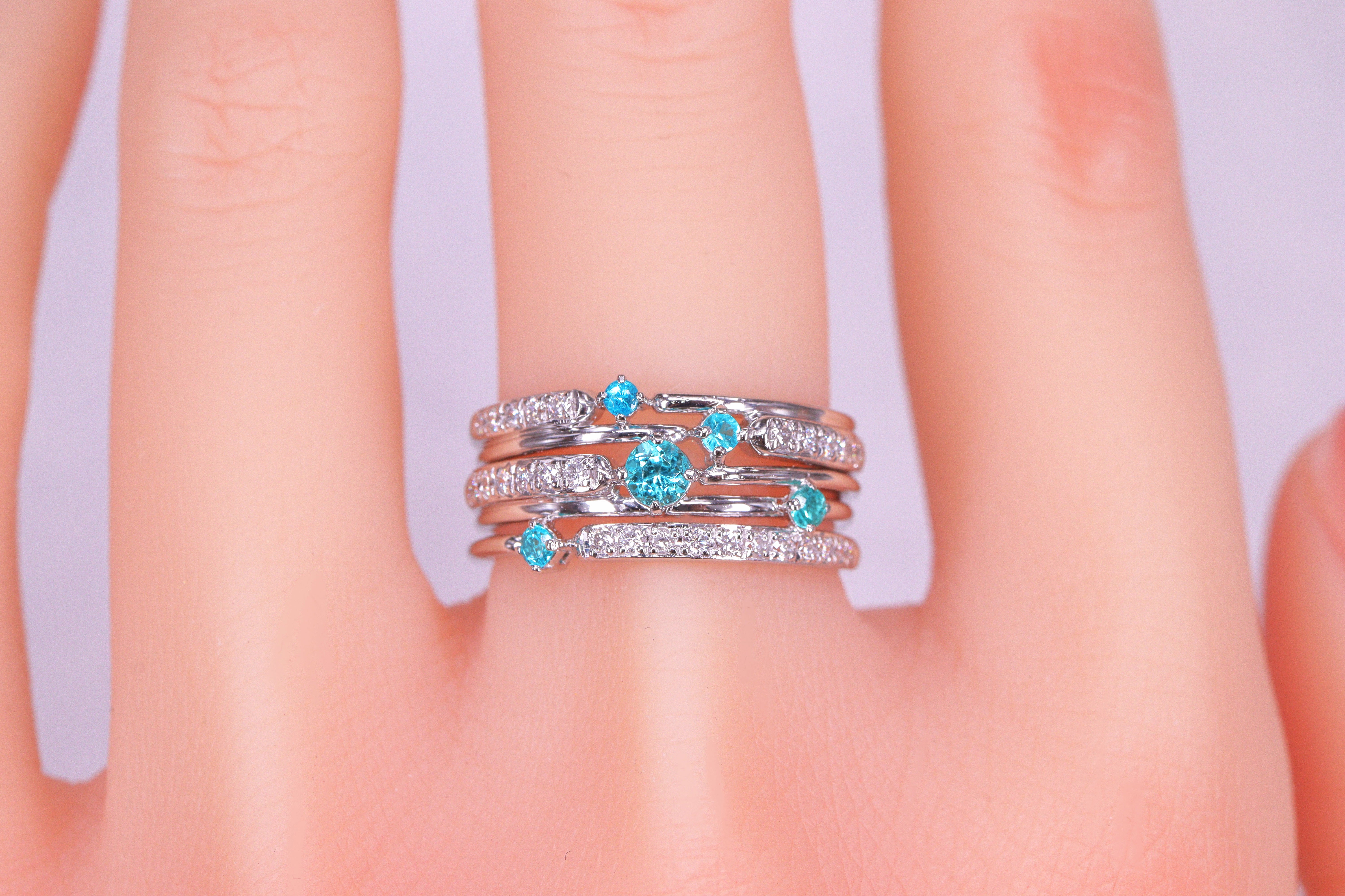 PT パライバトルマリン　リング　一文字 ☆最上級品☆パライバトルマリンPtリング