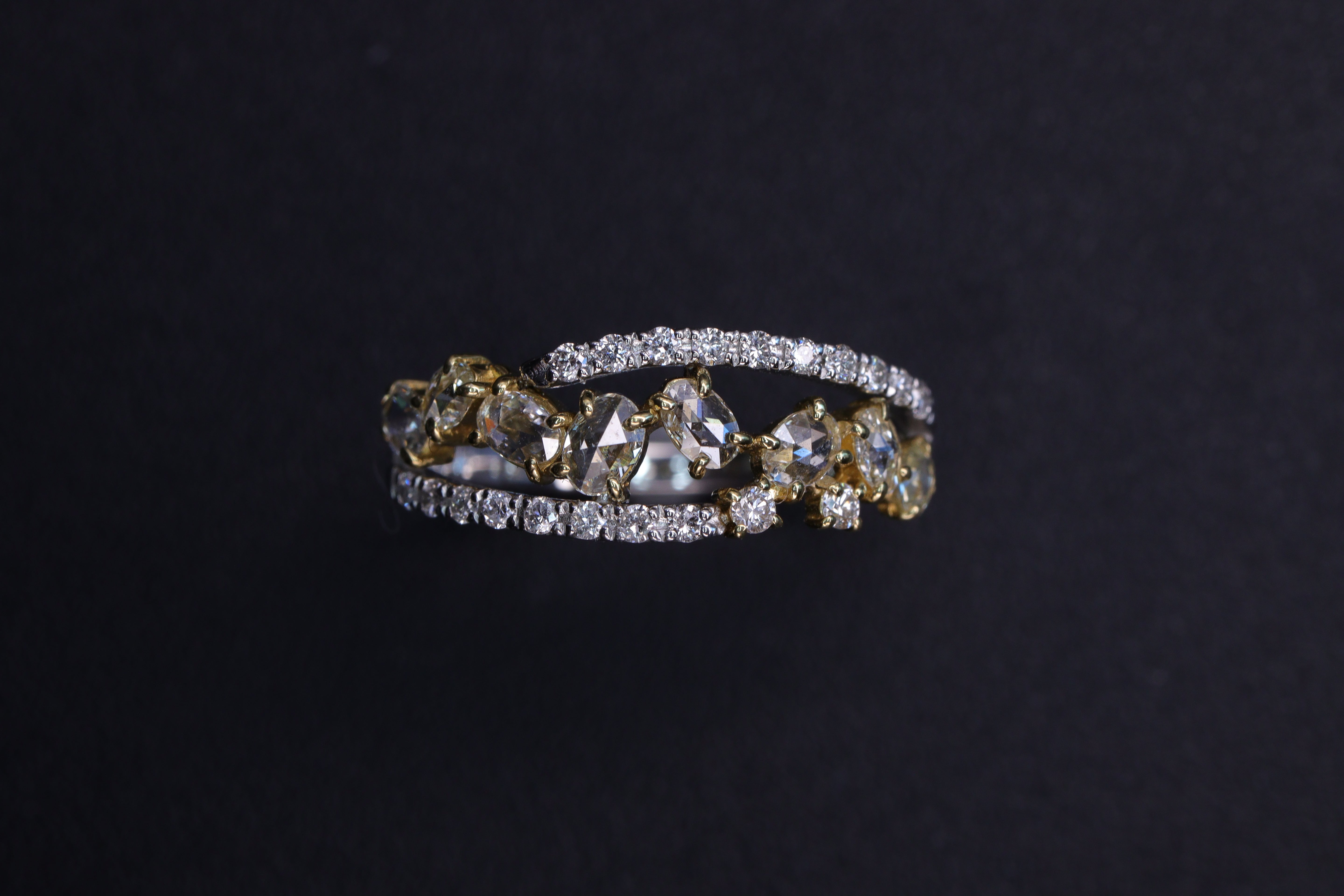 【再入荷】ローズカットダイヤモンド K18/Ptリング