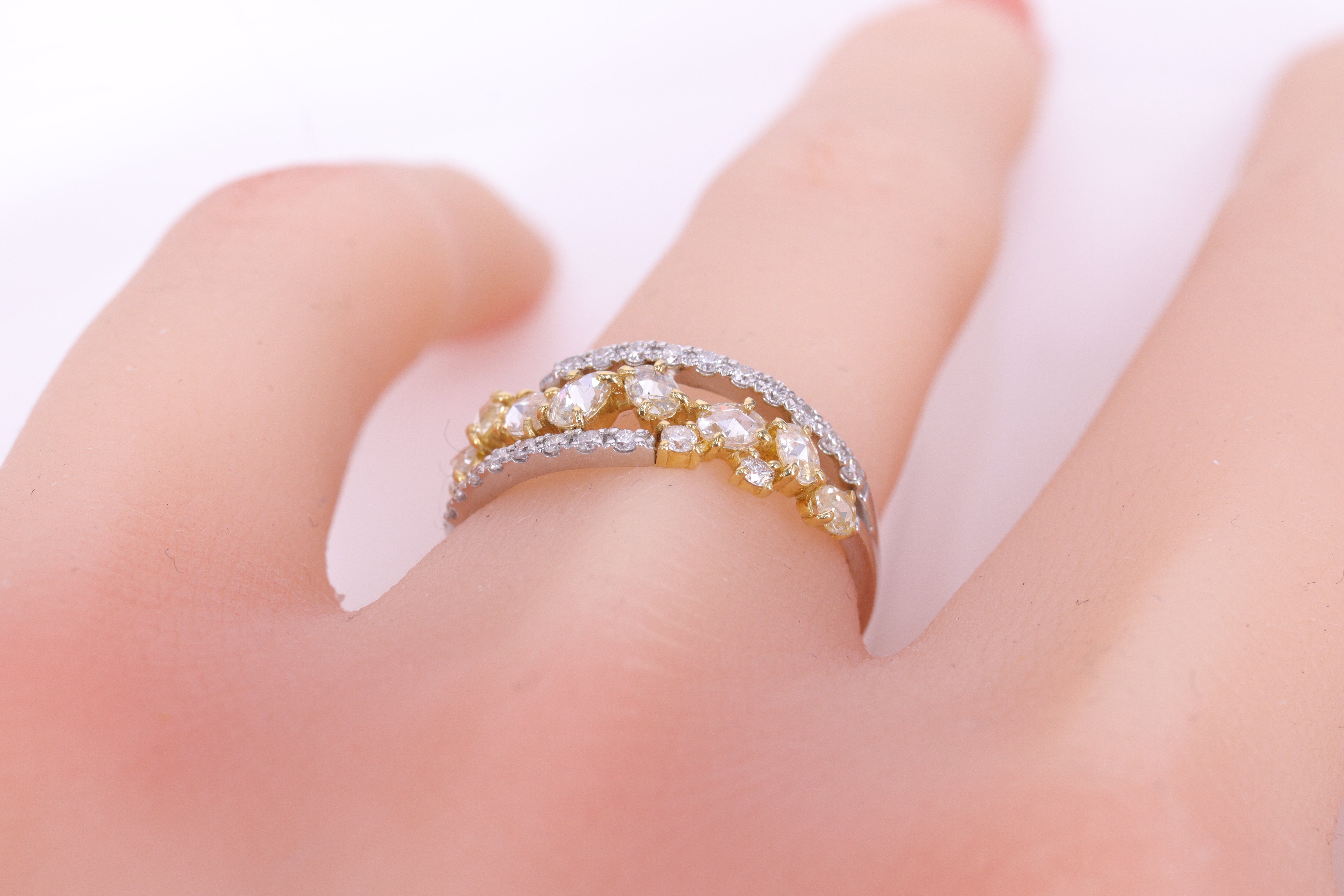 【再入荷】ローズカットダイヤモンド K18/Ptリング