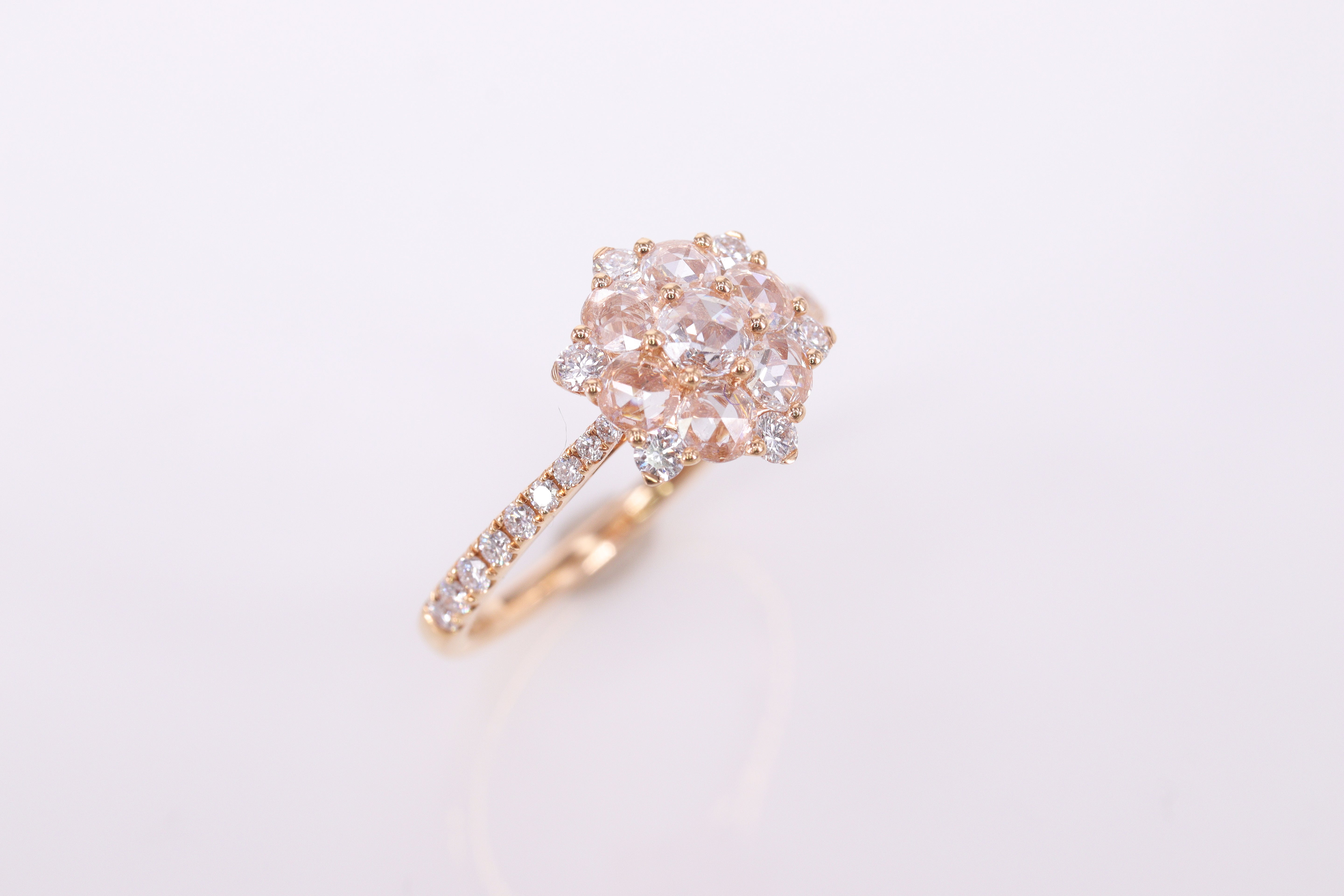50％OFF ローズカットダイヤモンドK18PG リング