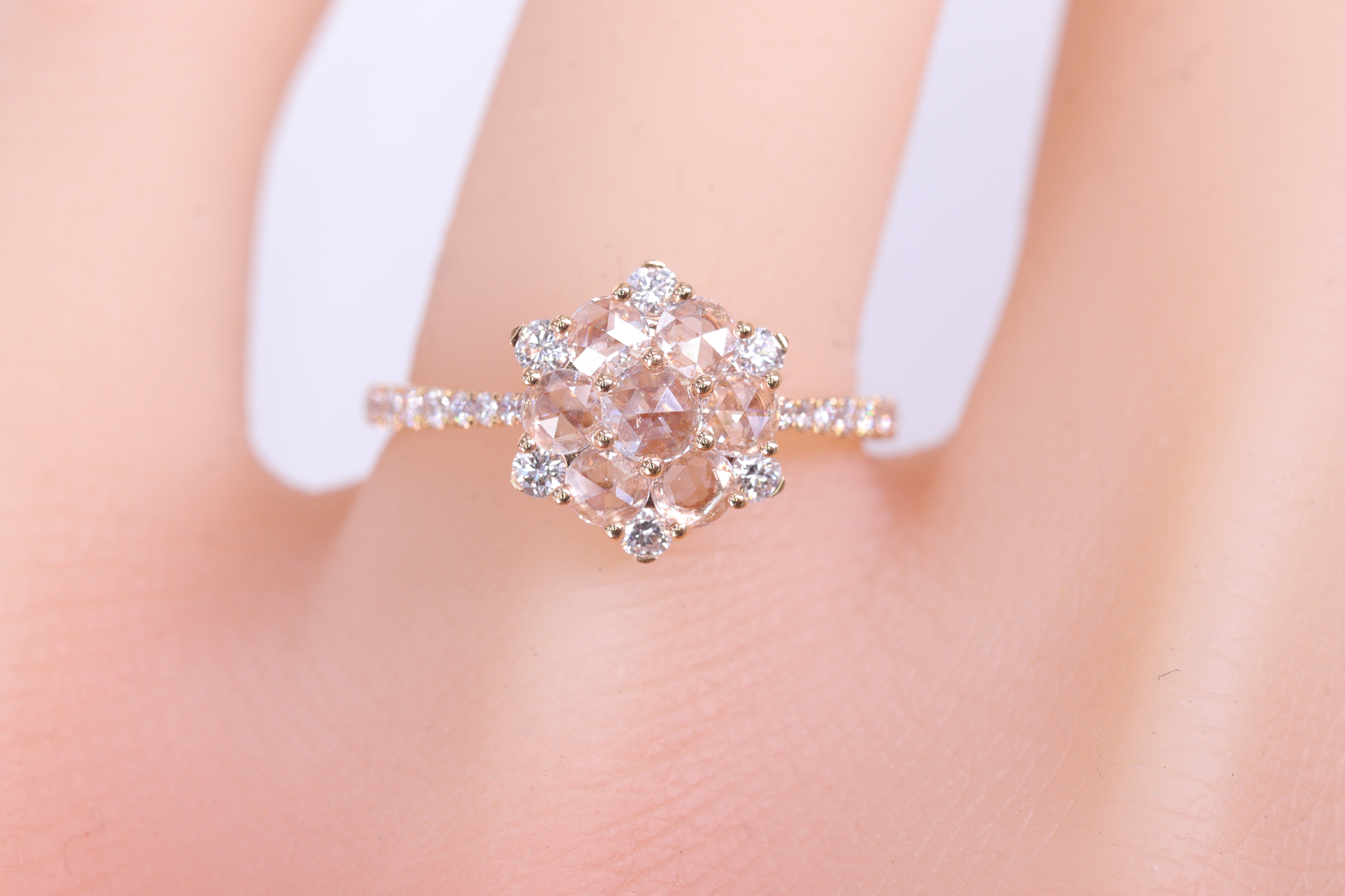 50％OFF ローズカットダイヤモンドK18PG リング