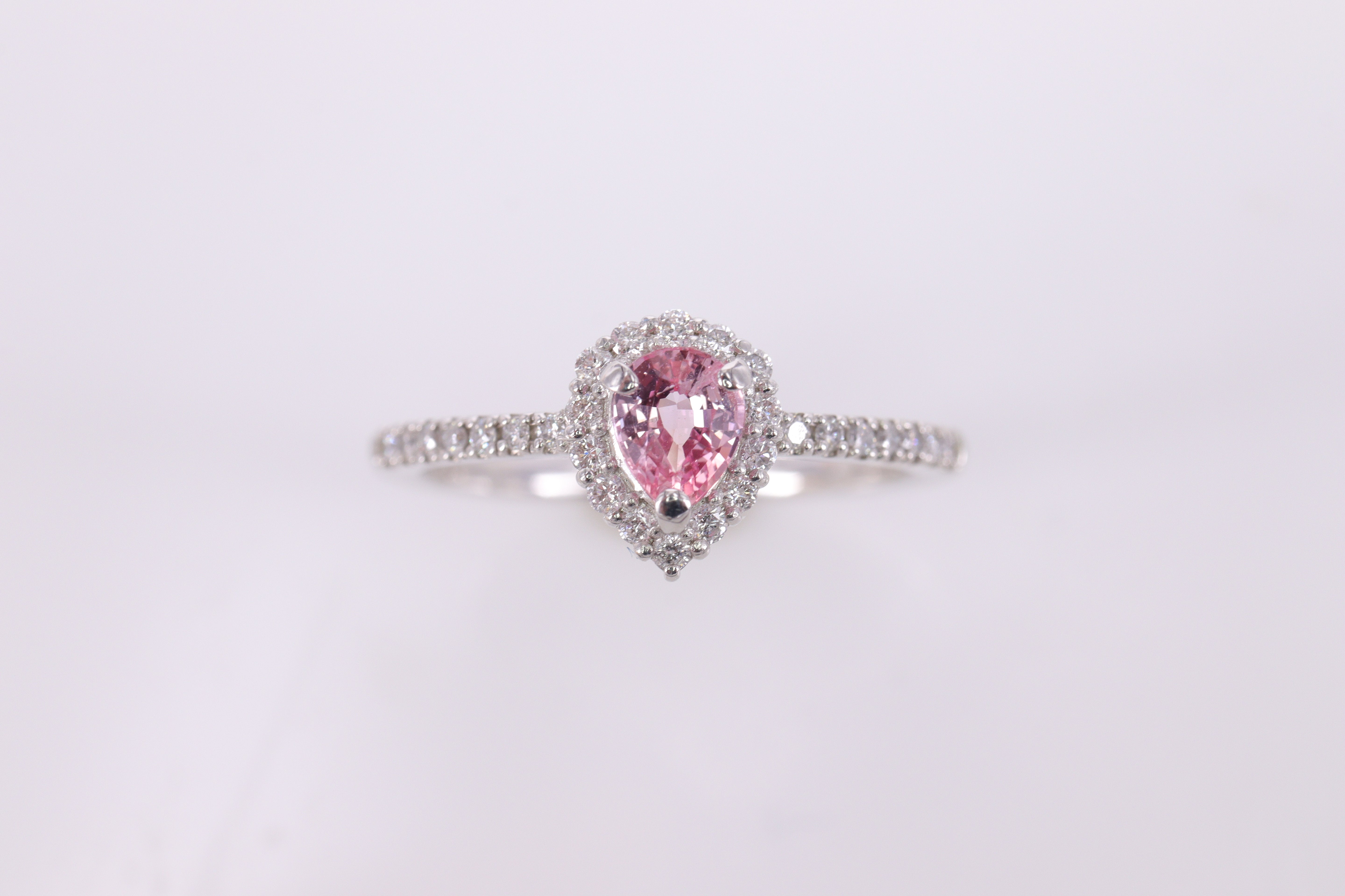 パパラチアサファイア Pt950 ダイヤモンドリング ☆鑑別書付