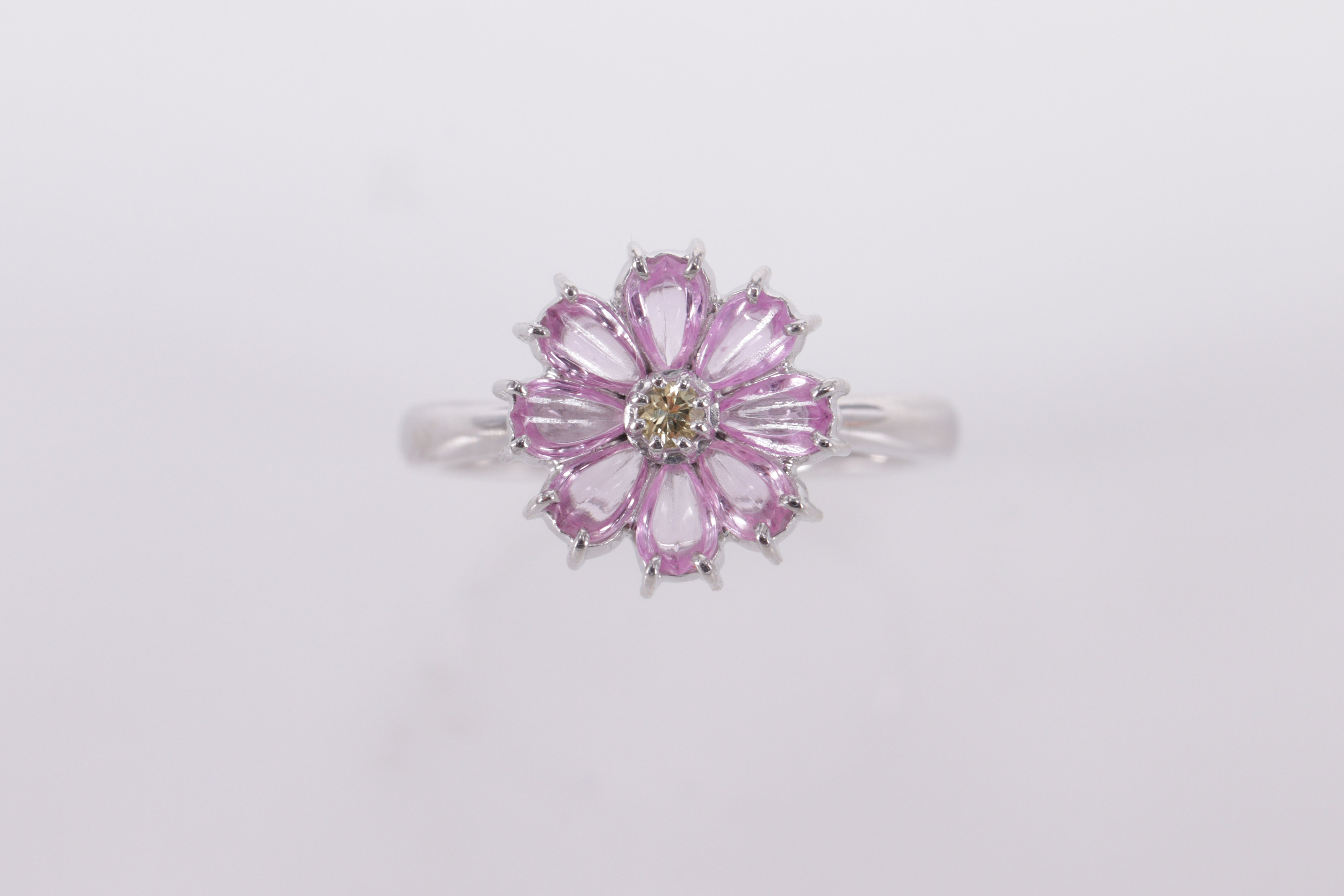 1円～【ジュエリー極】フラワーデザイン！ピンクサファイア3.81ct＆ 